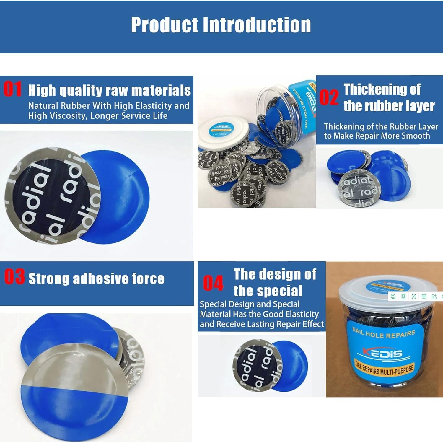 Kit de Parche de Reparación de Neumáticos Flylin 200 Pcs 32mm