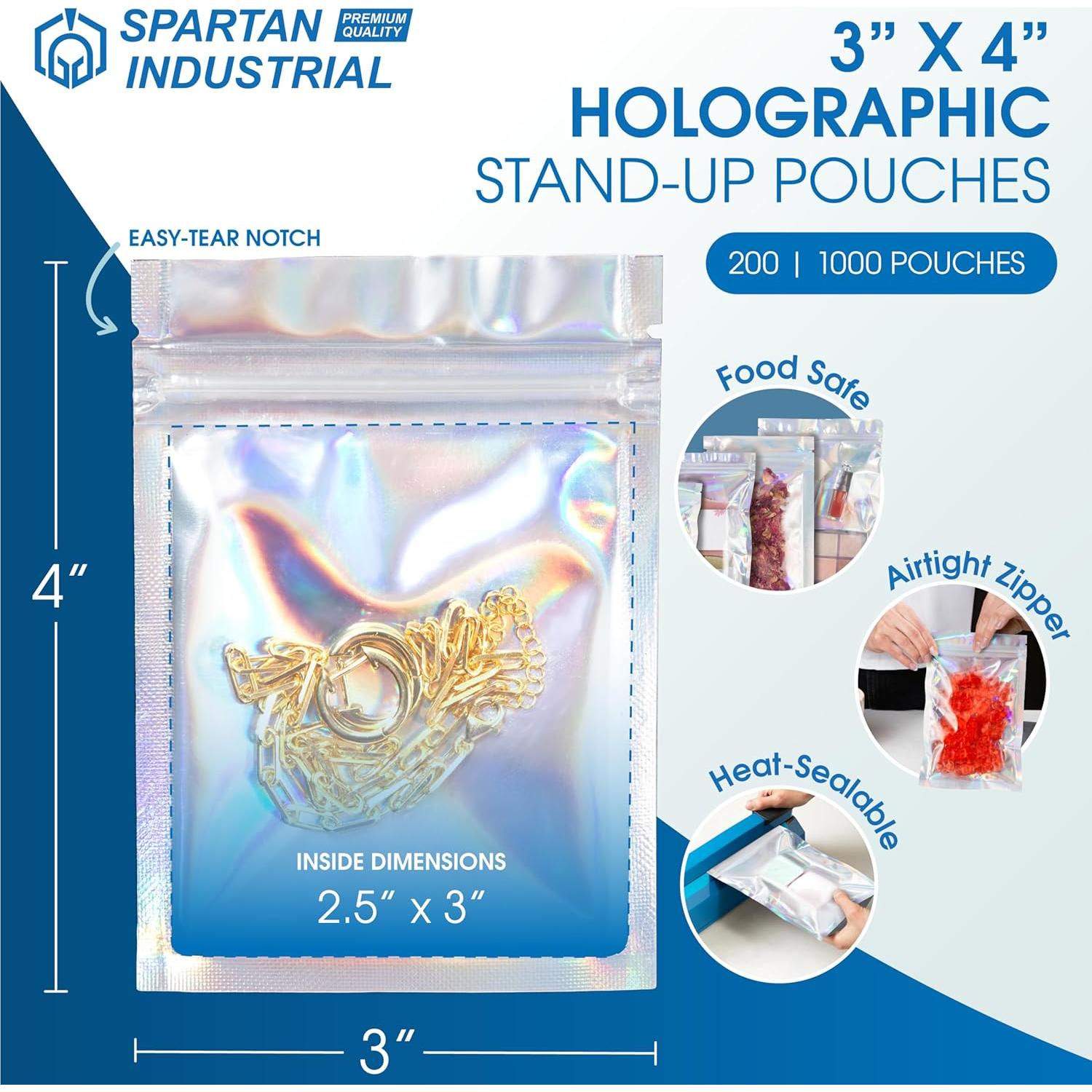 Bolsas de Foil Holográfico Spartan Industrial 7.62x10.16cm - 200 Unidades