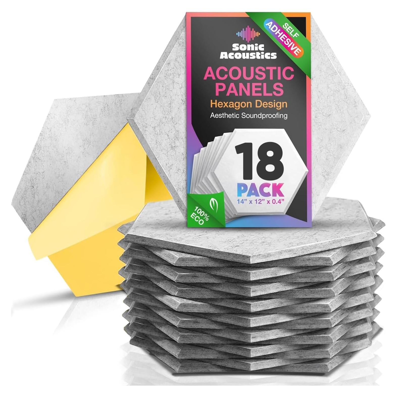 Paneles Acústicos Hexagonales Sonic Acoustics 18 Pzs 35.5x30.5cm