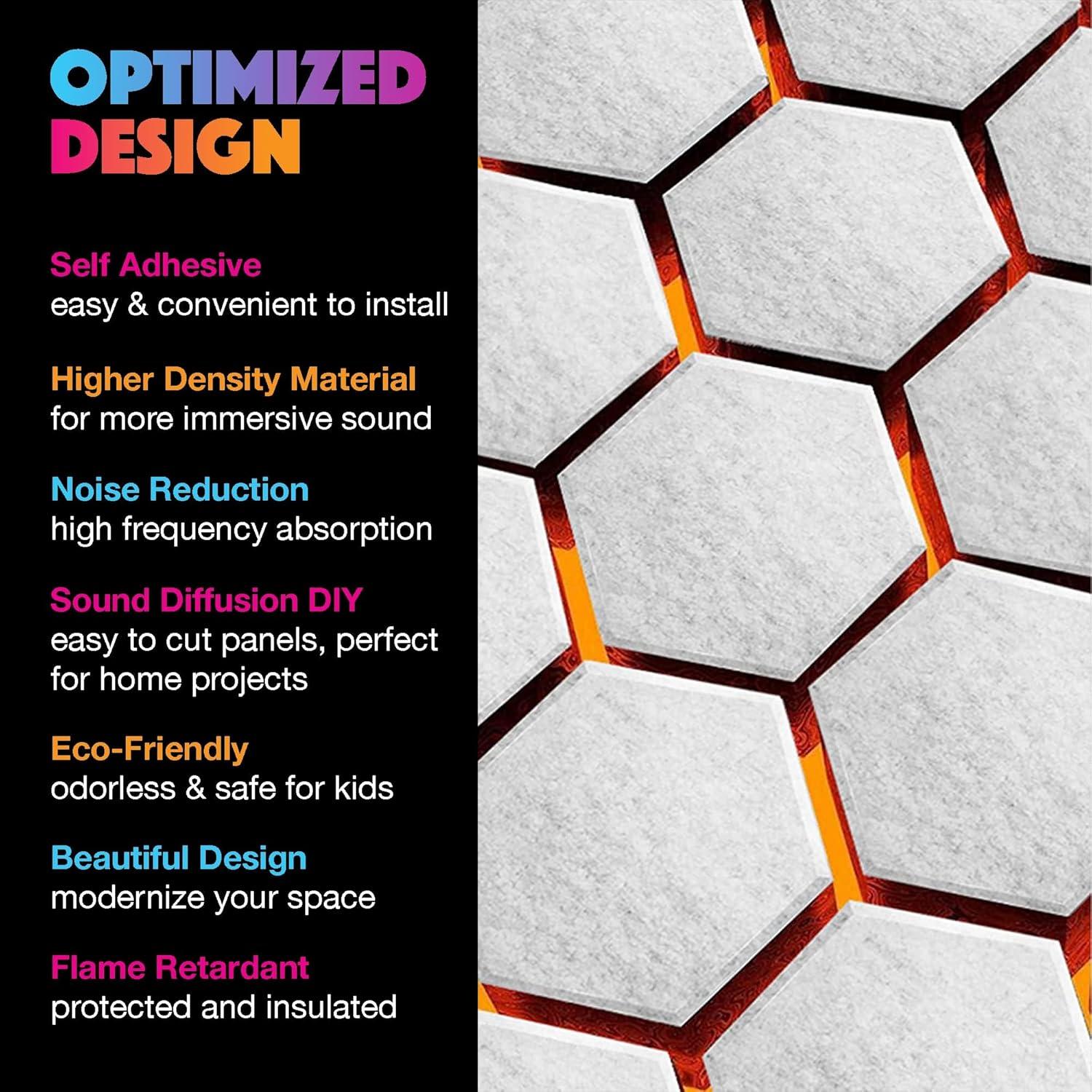 Paneles Acústicos Hexagonales Sonic Acoustics 18 Pzs 35.5x30.5cm