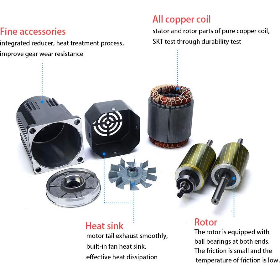 Motor de Engranaje Eléctrico 90W Monofásico 110V 0-135 RPM