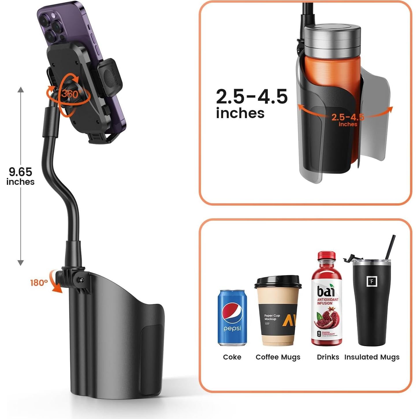 Soporte para Teléfono en Portavasos TOOCKI Universal 360°