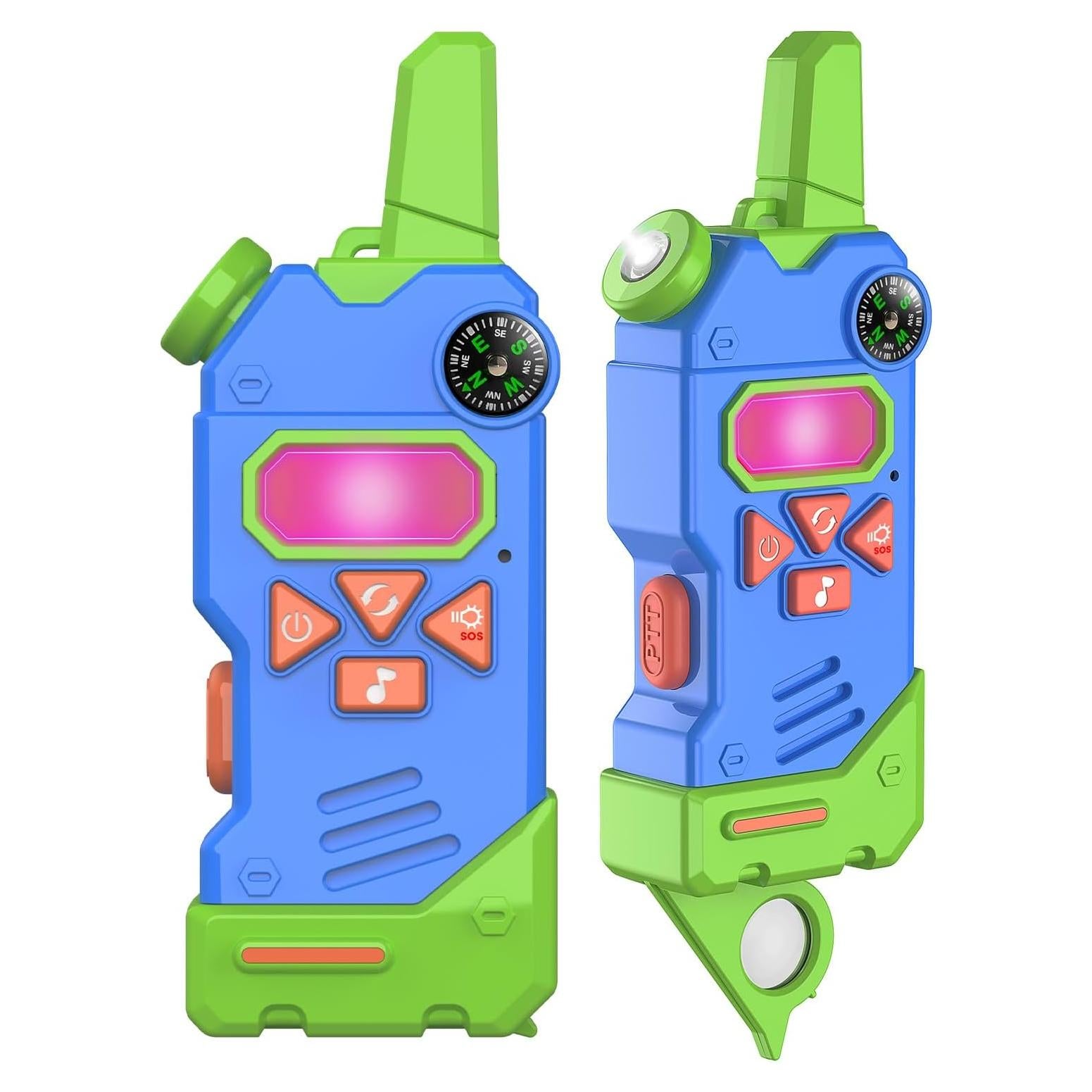 Walkie Talkies for Kids,5 Colourful Channels 2 Way Radio,Compass Flashlight and Magnifying Glass,3 Miles Long Range for Adventure Game,Outside, Camping, Hiking,Toys for 3-12 Year Old Boys Girls