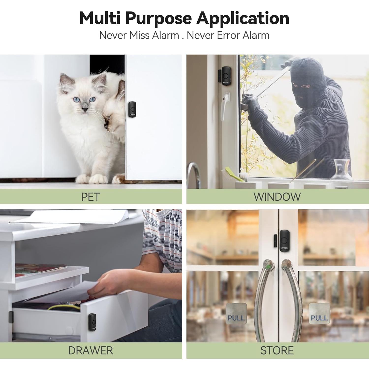 Alarmas de Puerta VOXON 100db para Seguridad Infantil - 6 Piezas