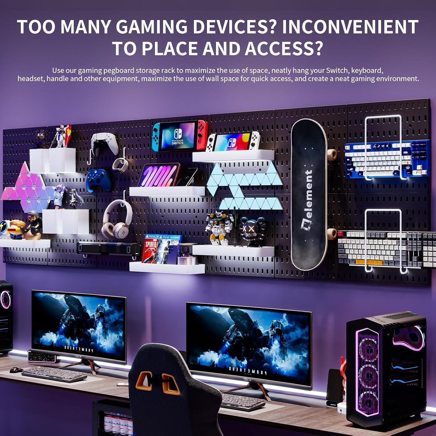 Tablero de Clavos Nafenai 56x28 cm Negro con Accesorios