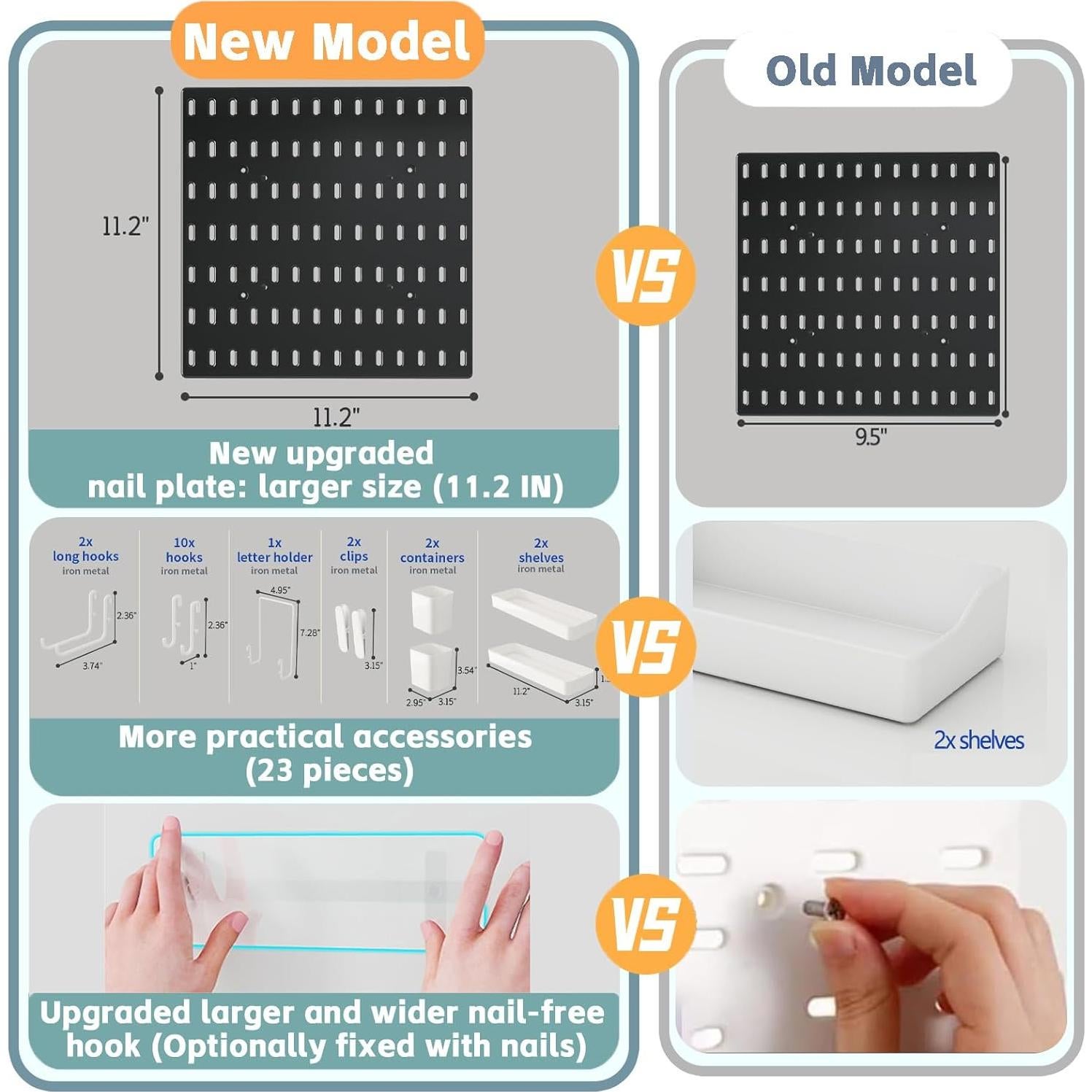 Tablero de Clavos Nafenai 56x28 cm Negro con Accesorios