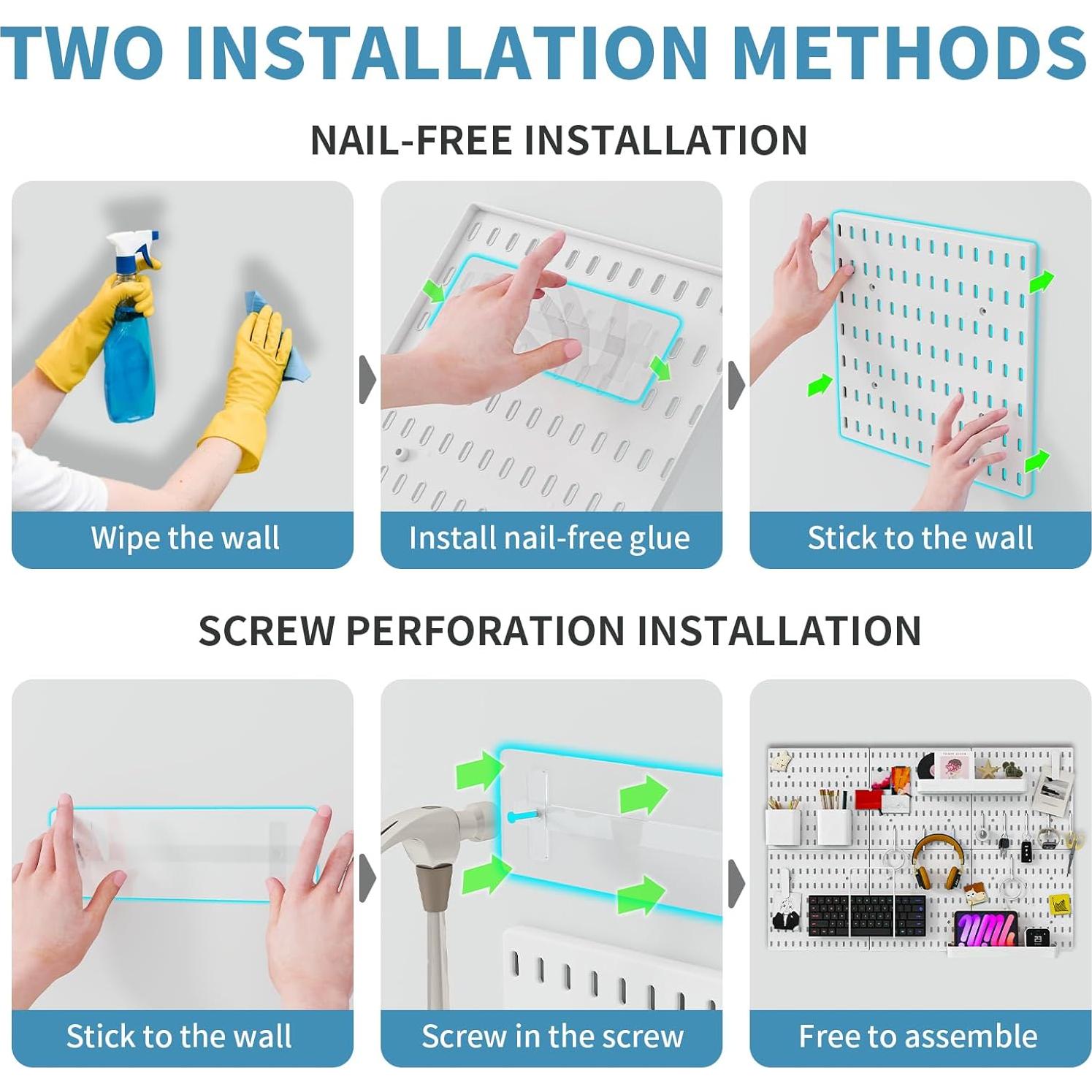 Tablero de Clavos Nafenai 56x28 cm Negro con Accesorios