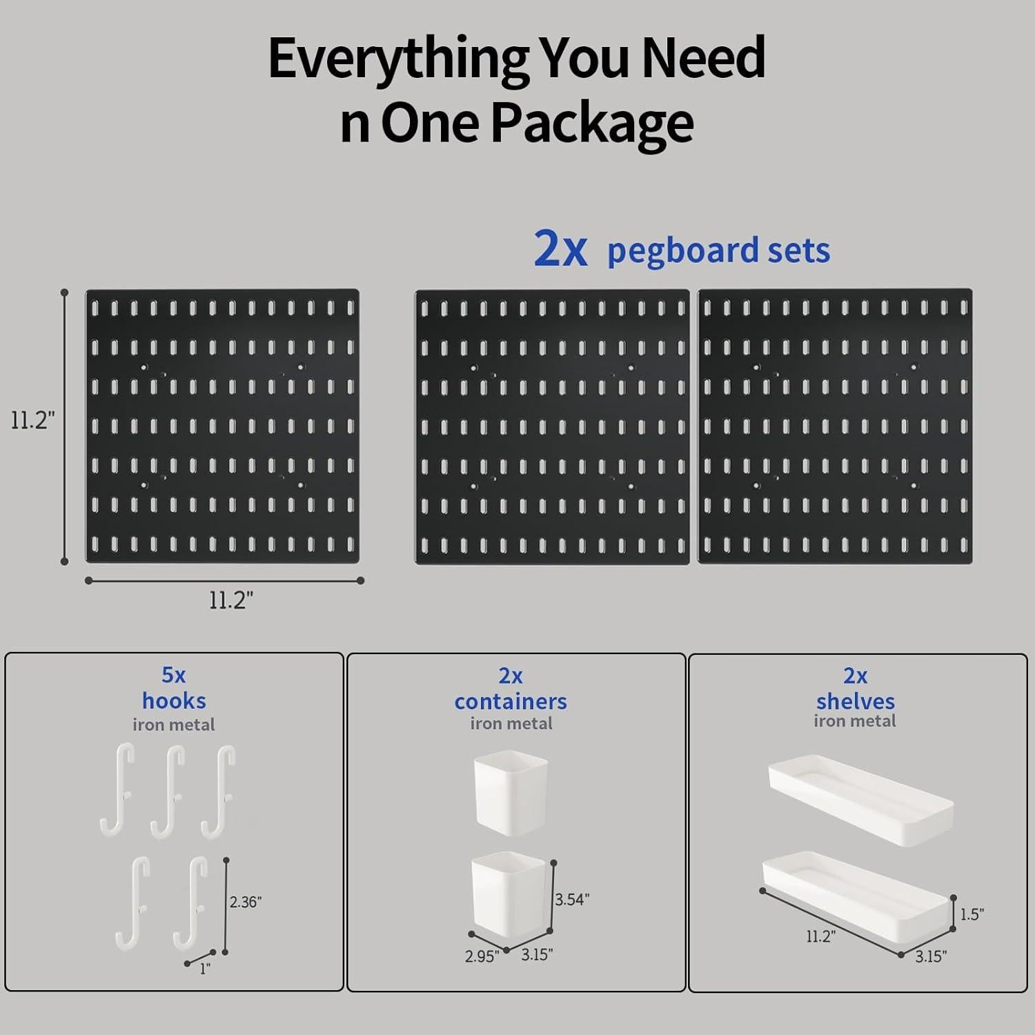 Tablero de Clavos Nafenai 56x28 cm Negro con Accesorios