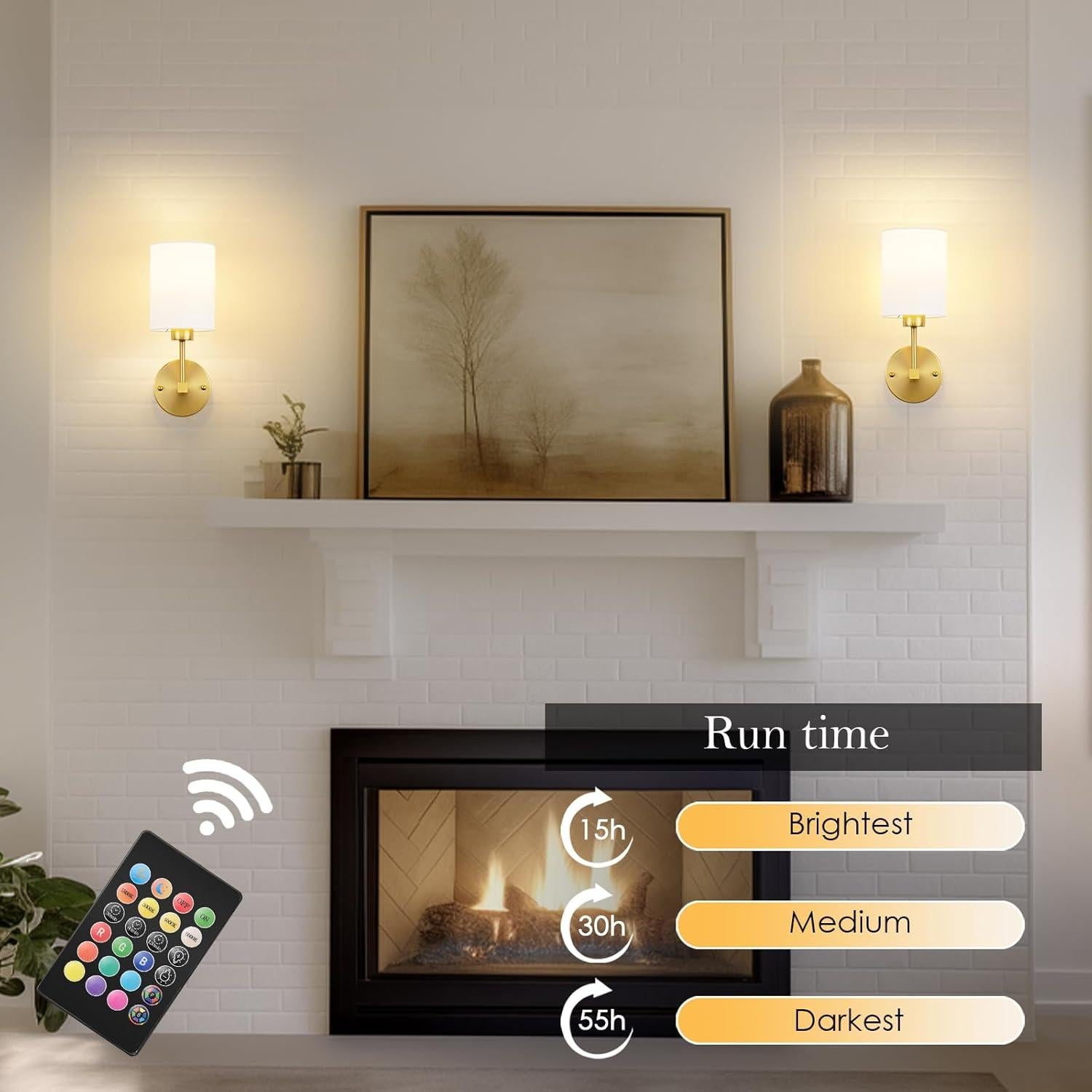 Aplique de Pared Inalámbrico KARTOOSH 34.29 cm Dorado