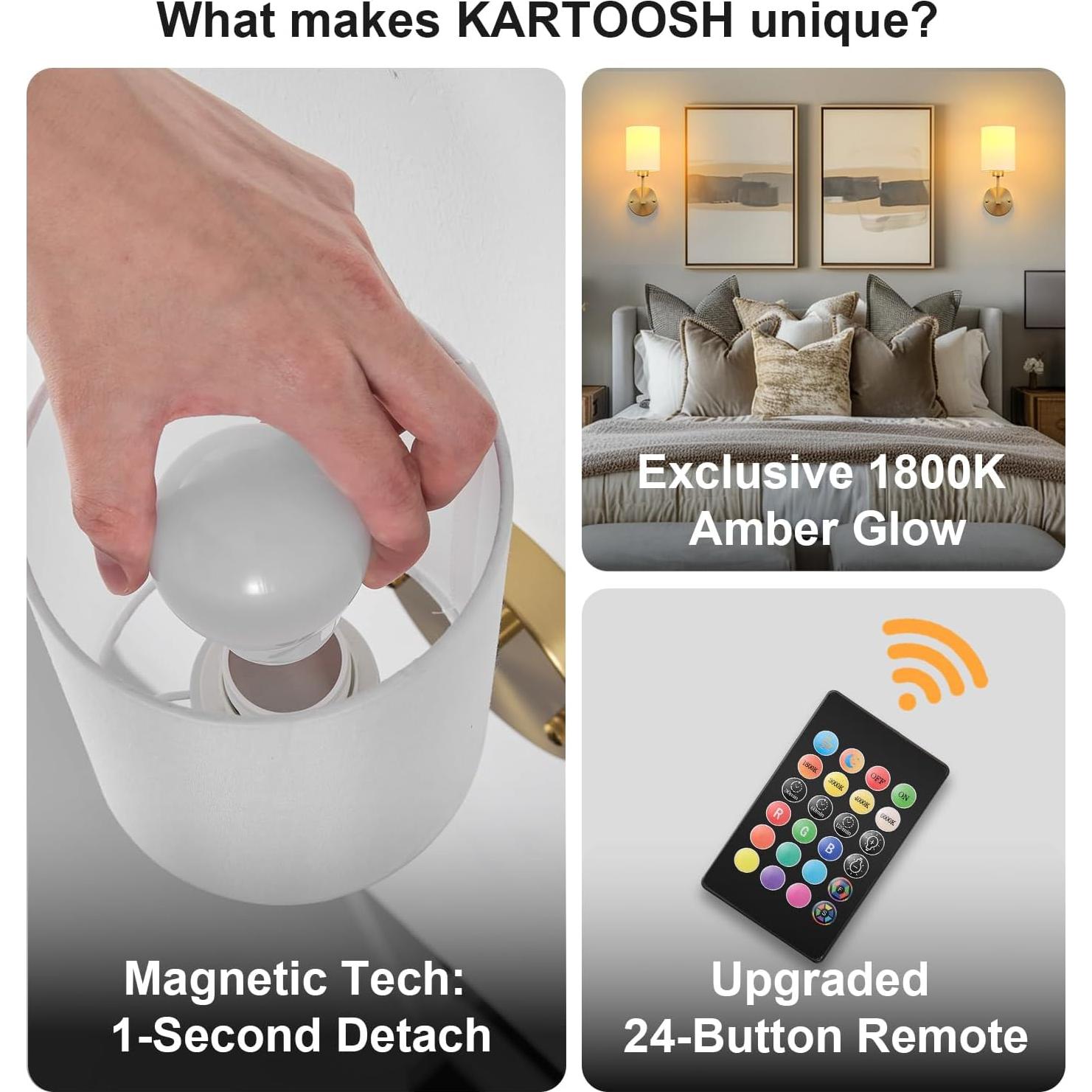 Aplique de Pared Inalámbrico KARTOOSH 34.29 cm Dorado