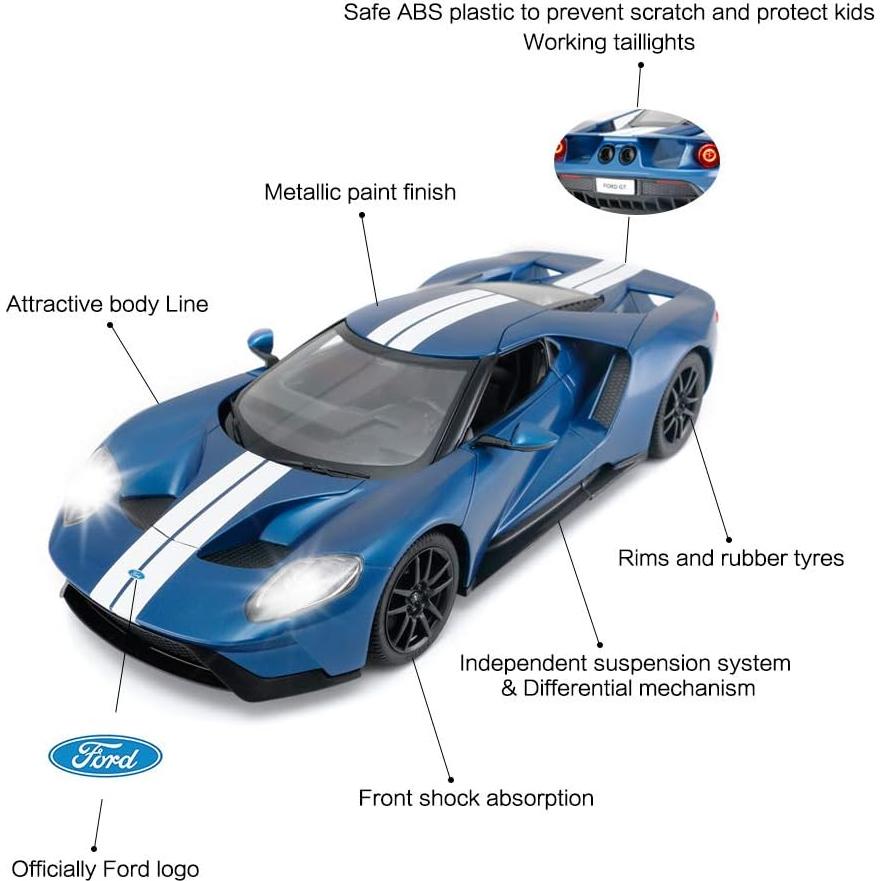 Coche RC Rastar Ford GT 1/14 Azul Control Remoto