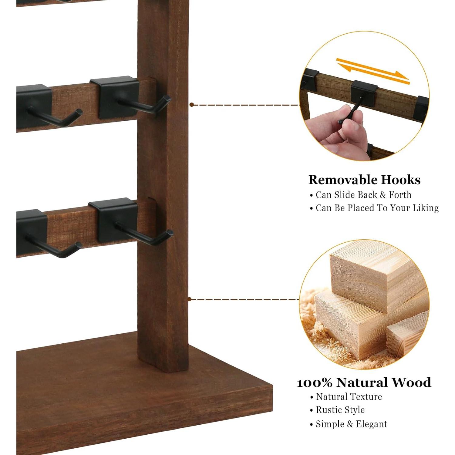 Soporte de Joyería Fumingpal de Madera con 20 Ganchos