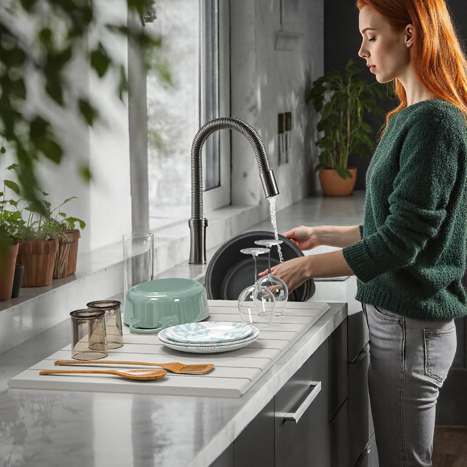 Alfombrilla de Secado de Platos SHANSHUI 64x45 cm Gris Ecológica