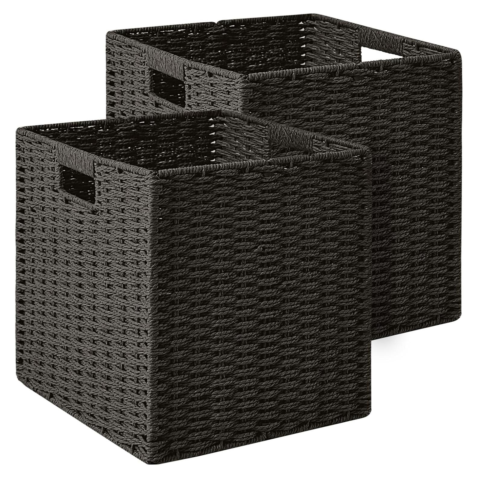 Cajas de Almacenamiento Negras ICERZCZ 27.94x26.04x27.94 cm 2 Pzas