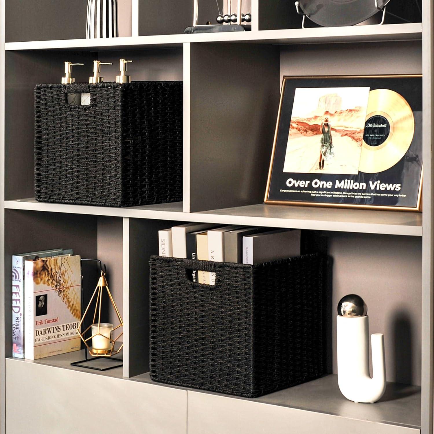 Cajas de Almacenamiento Negras ICERZCZ 27.94x26.04x27.94 cm 2 Pzas