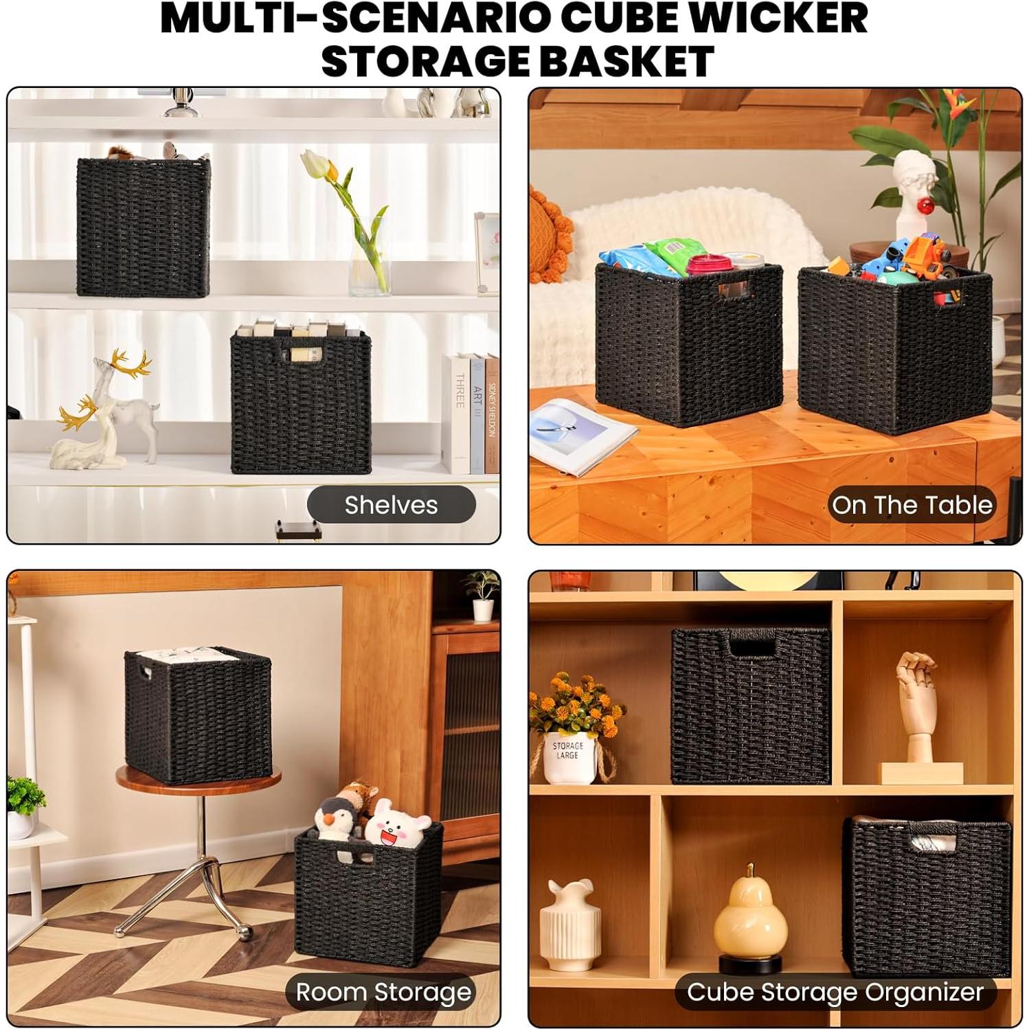 Cajas de Almacenamiento Negras ICERZCZ 27.94x26.04x27.94 cm 2 Pzas