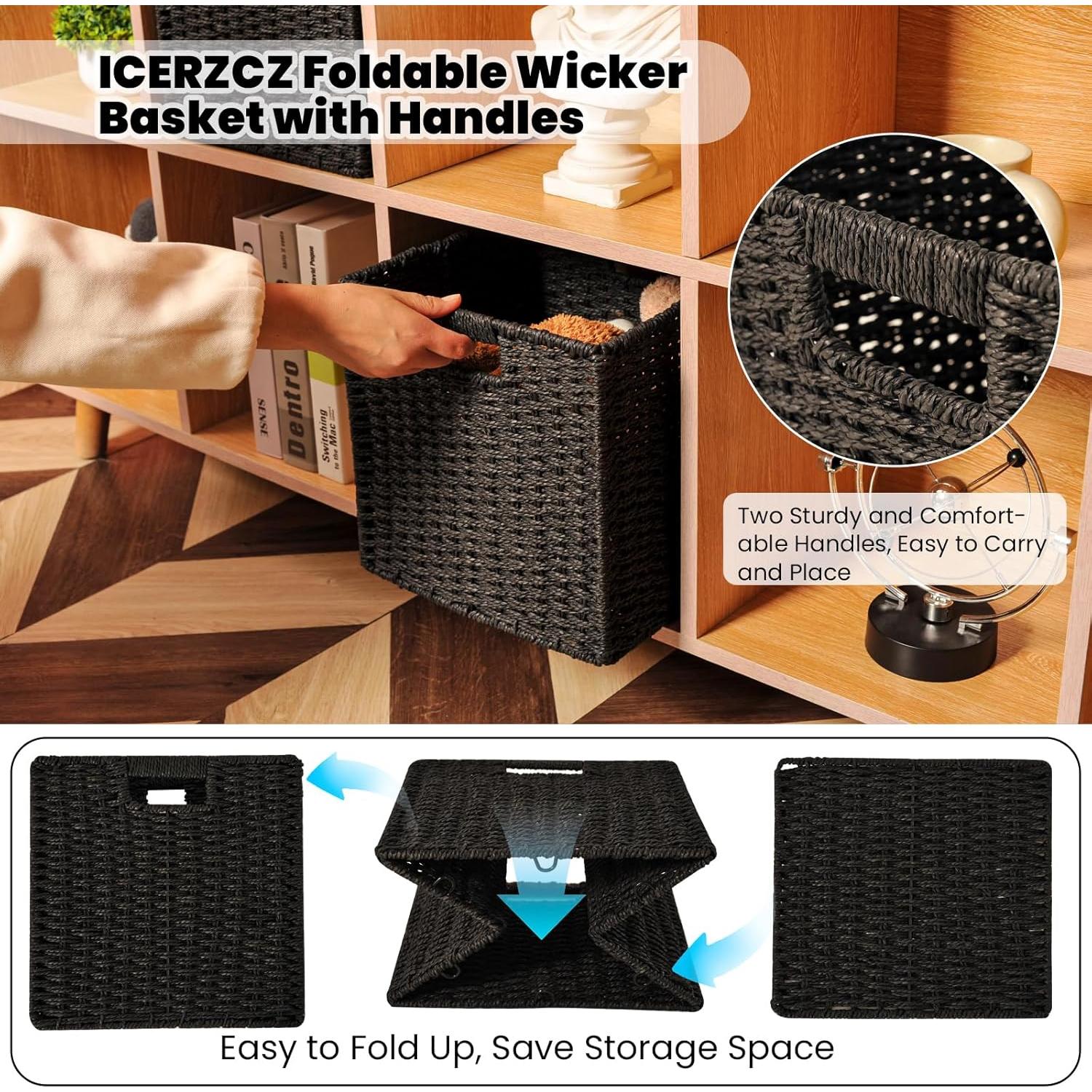Cajas de Almacenamiento Negras ICERZCZ 27.94x26.04x27.94 cm 2 Pzas