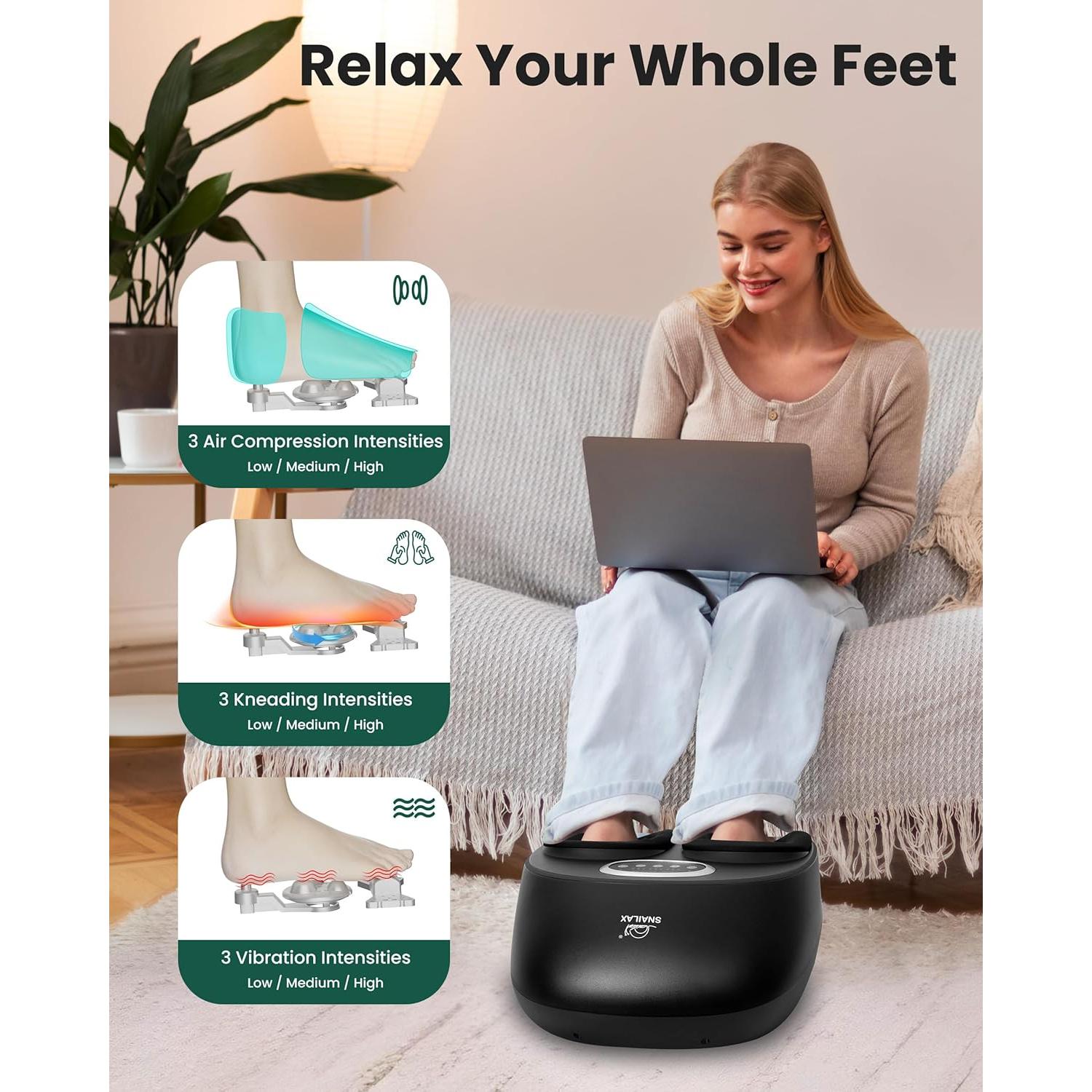 Masajeador de Pies Snailax Shiatsu con Calor y Compresión