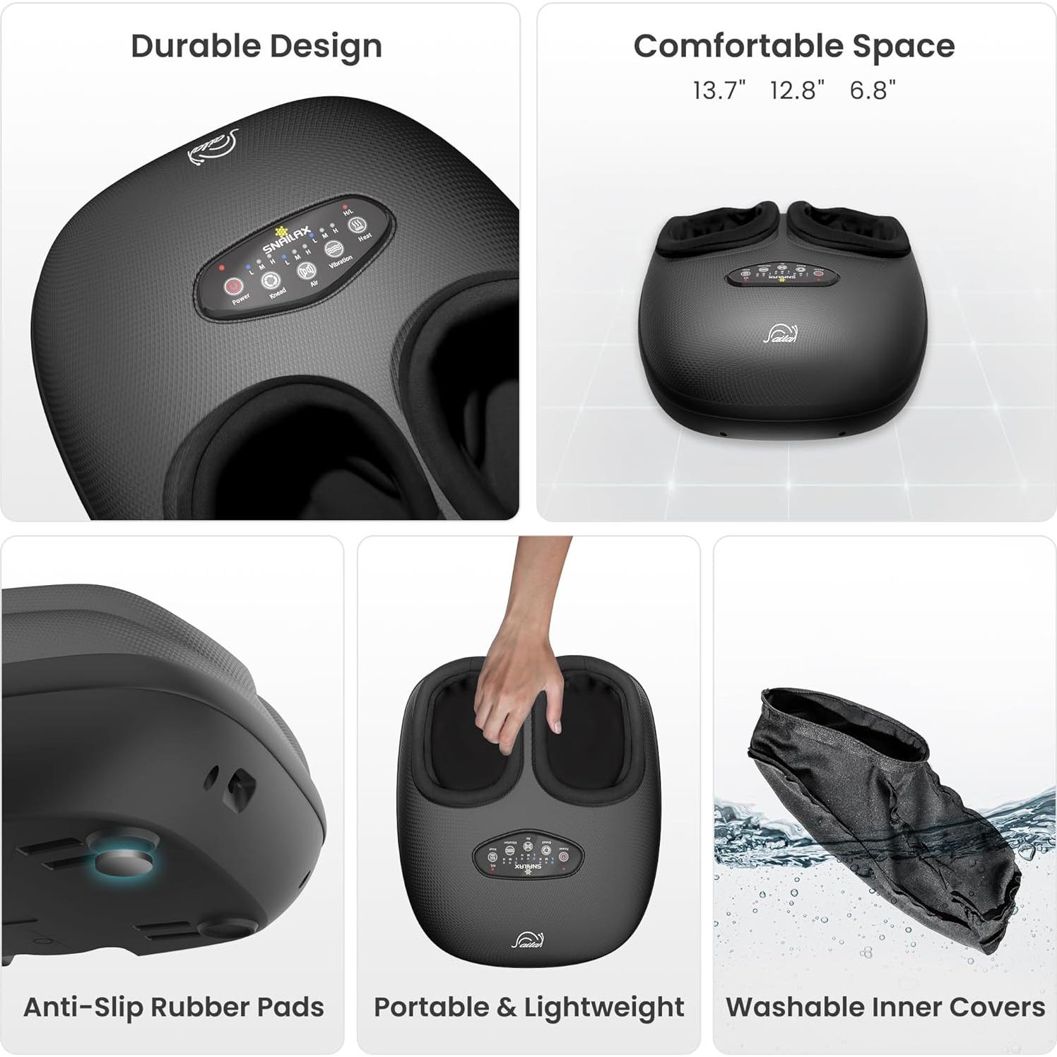 Masajeador de pies Shiatsu Snailax con calor y control remoto