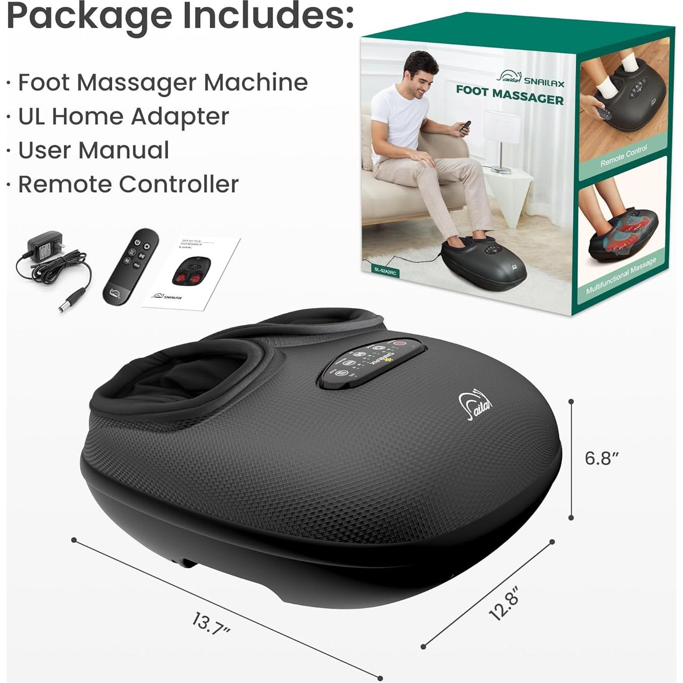 Masajeador de pies Shiatsu Snailax con calor y control remoto