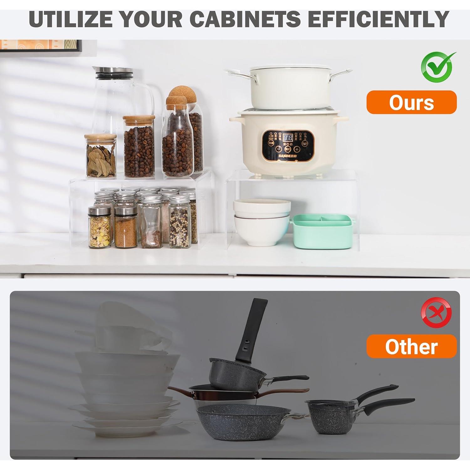 Organizador de Gabinete Acrílico Hampsele - Juego de 2 Estantes 30x20x16cm