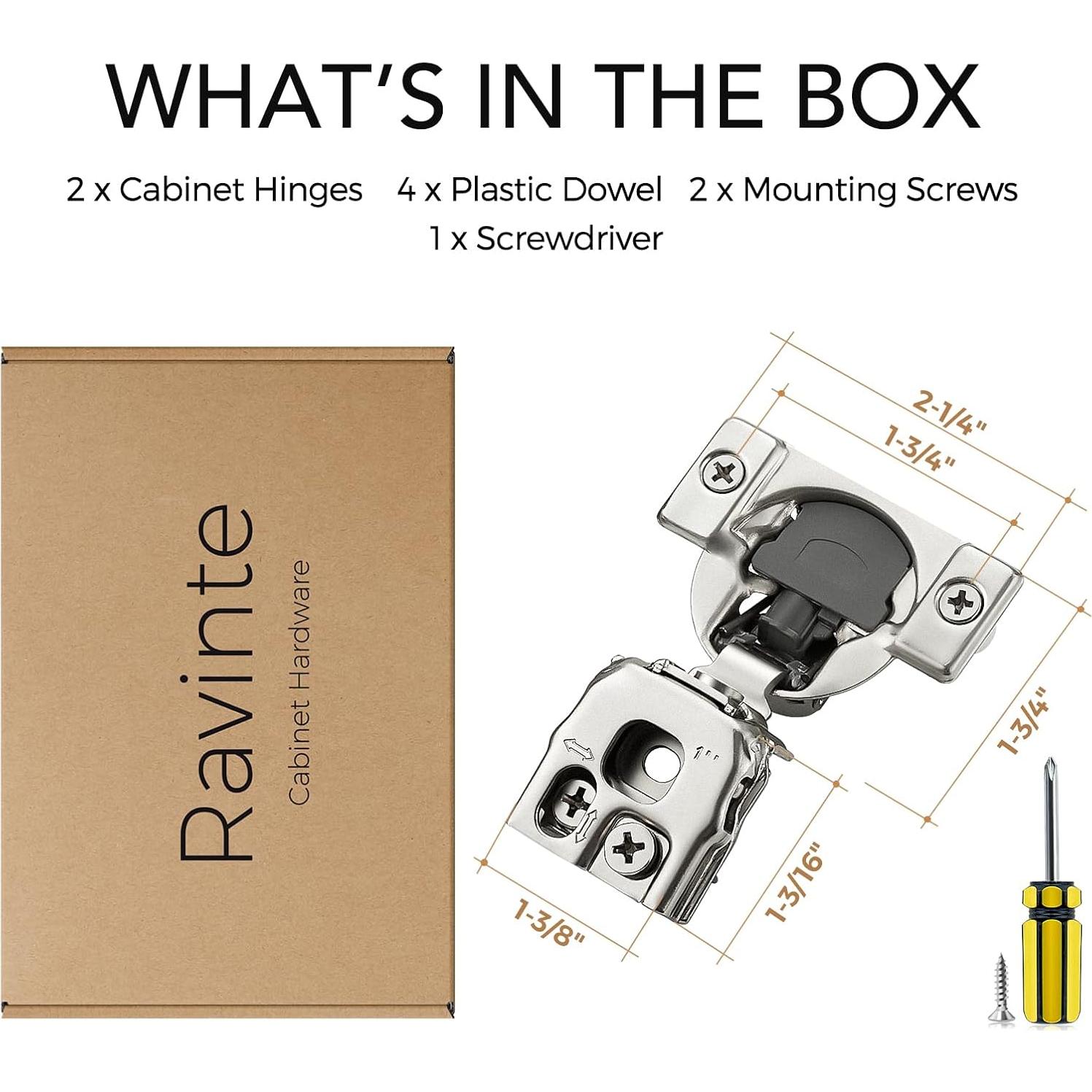 Bisagras de Gabinete de Cocina Ravinte 2 Pack 1" Cierre Suave