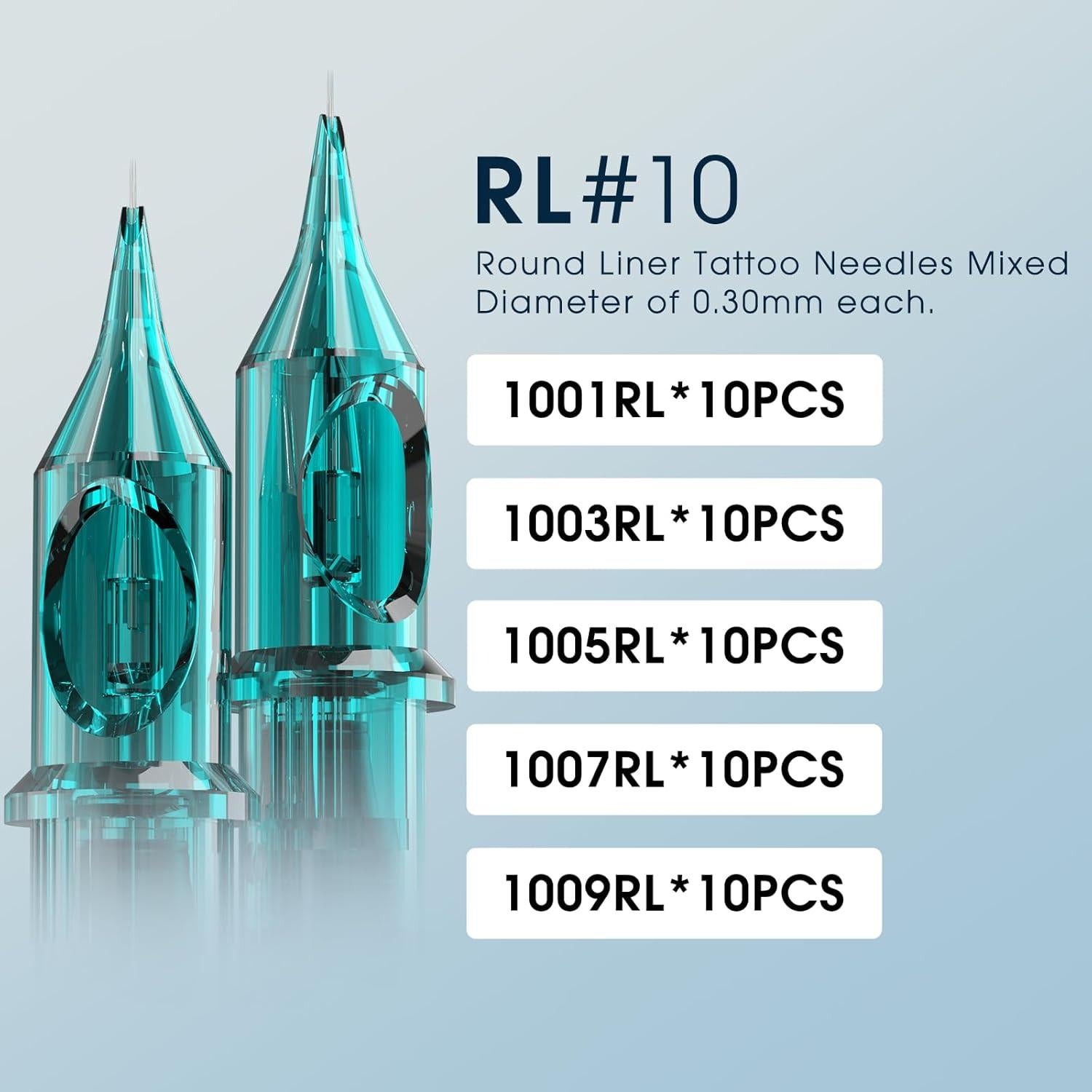 Agujas de Tatuaje INKin 50pcs Mezcla 1RL-9RL Esterilizadas