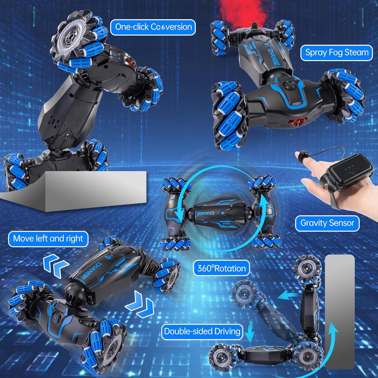 Coche de Control Remoto WJWMIRC 4WD Acrobacias 360° Azul