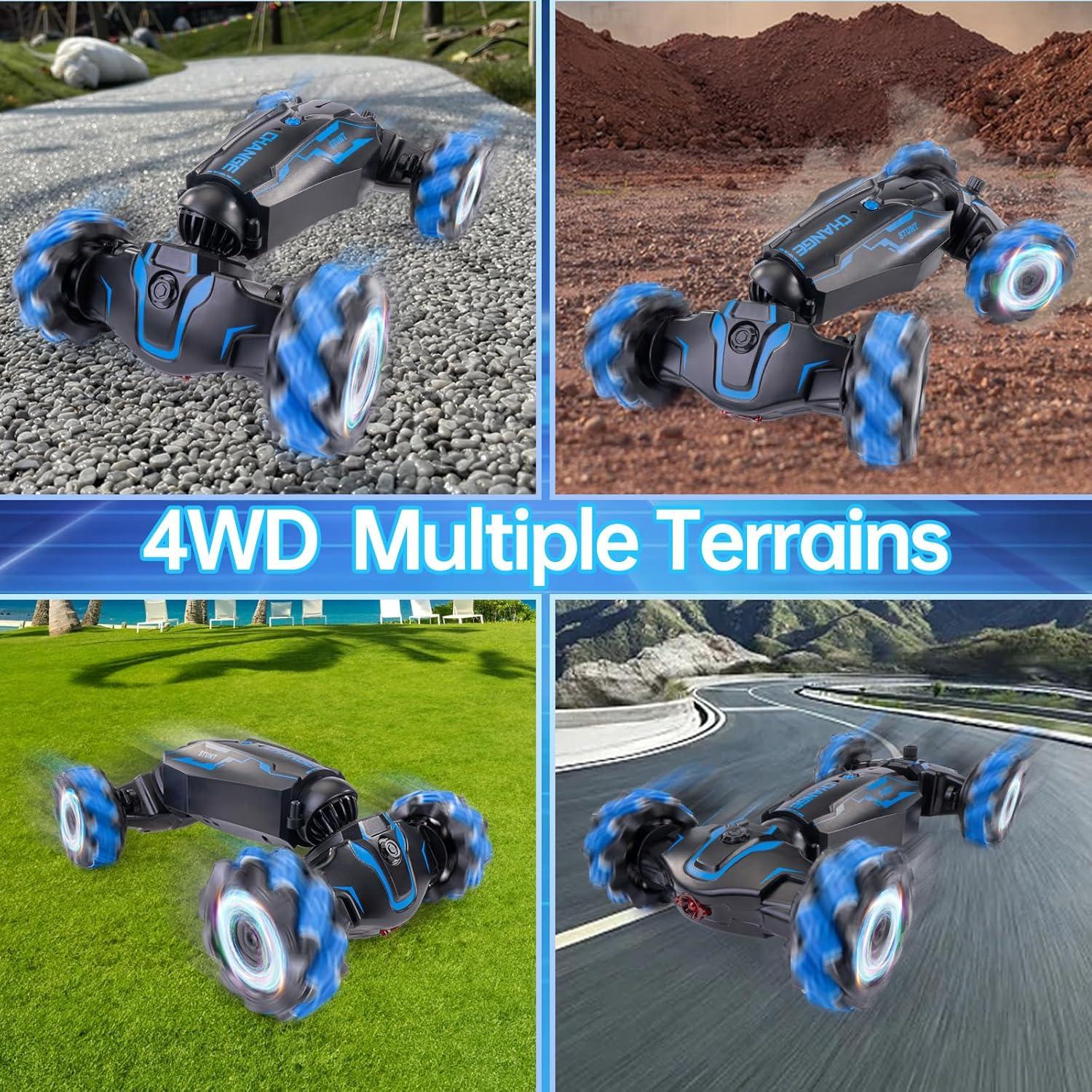 Coche de Control Remoto WJWMIRC 4WD Acrobacias 360° Azul