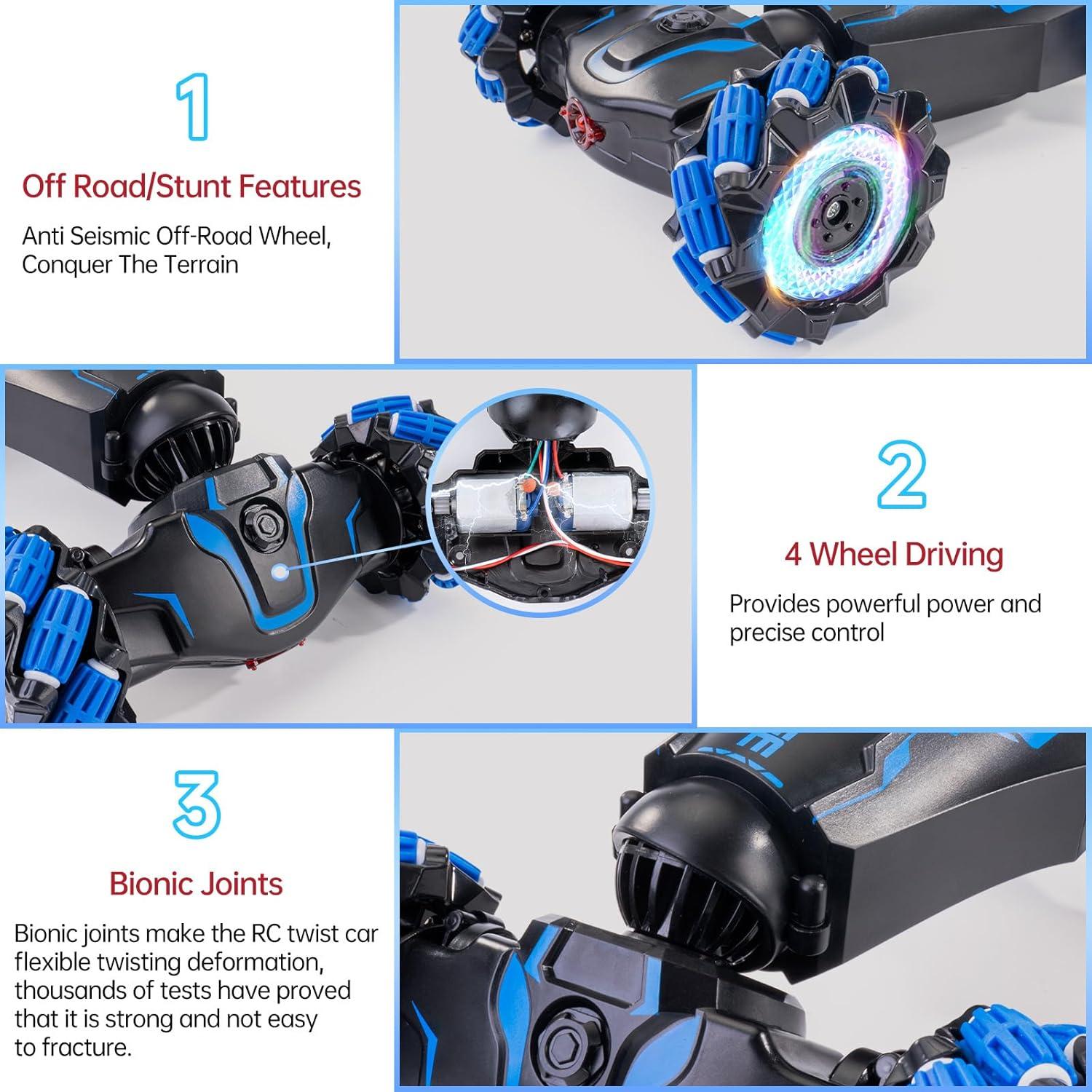 Coche de Control Remoto WJWMIRC 4WD Acrobacias 360° Azul