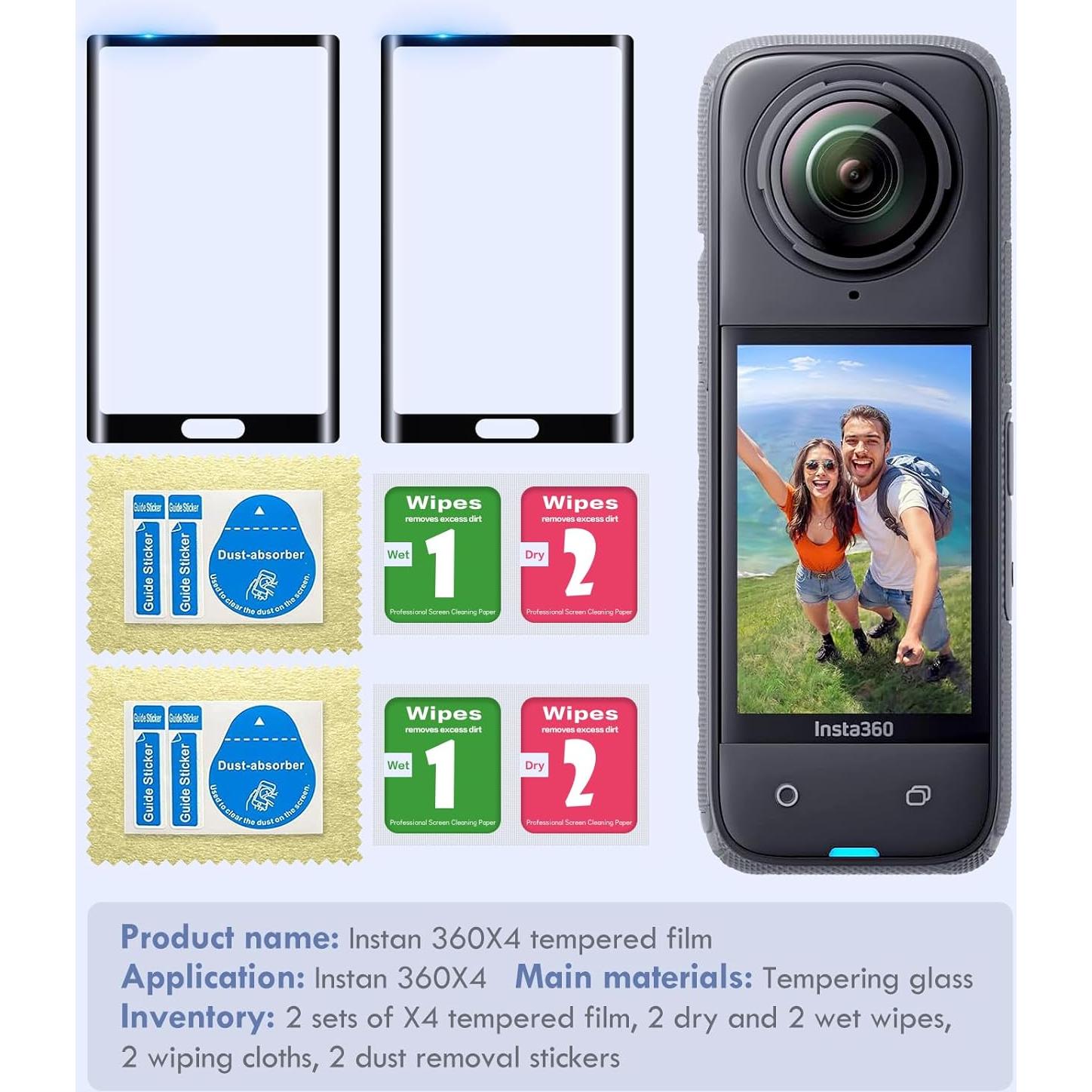 Películas Protectores de Pantalla Insta360 X5/X4 - Vidrio Templado 9H