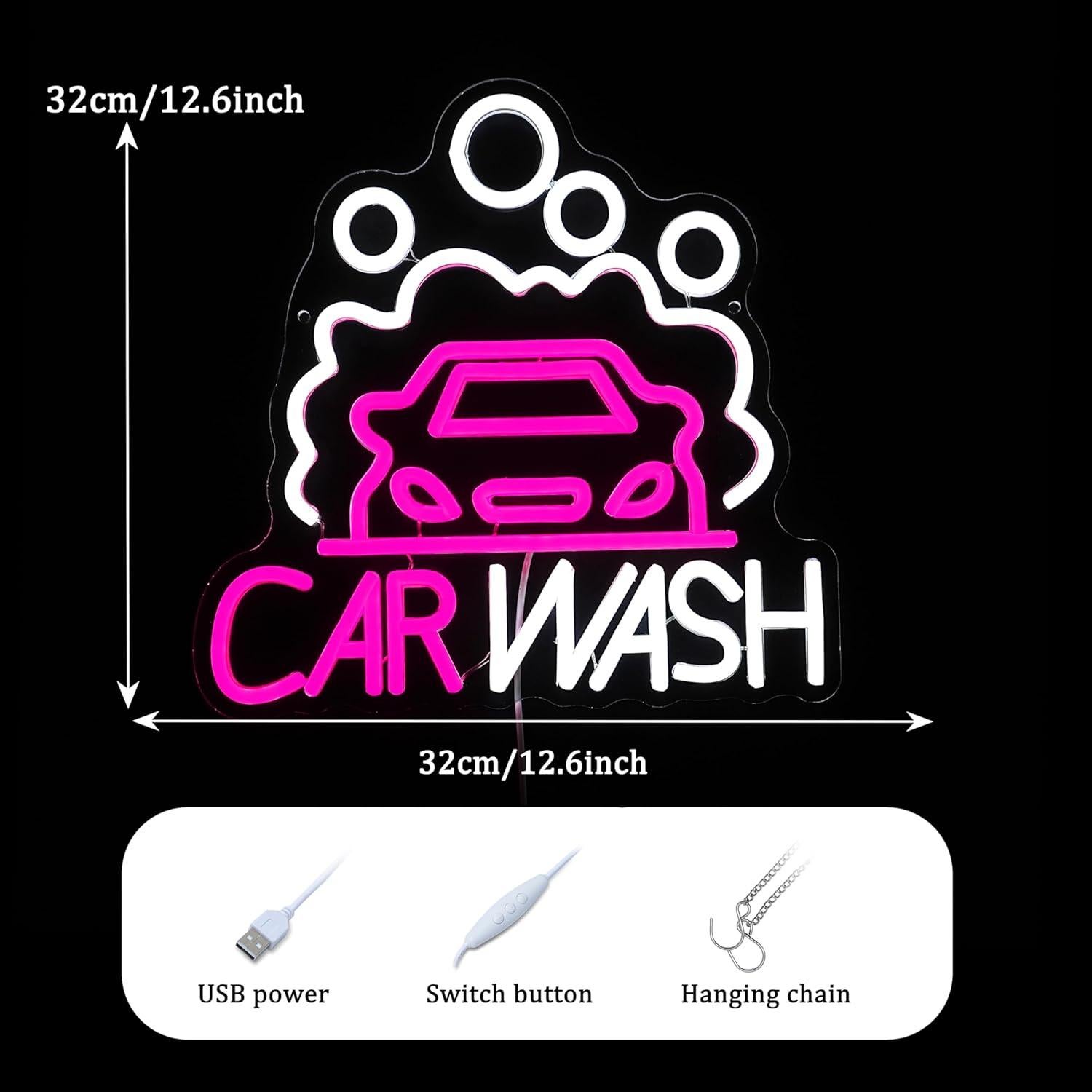 Luz de Neón LED para Lavado de Autos GNVETZLL 32x32cm