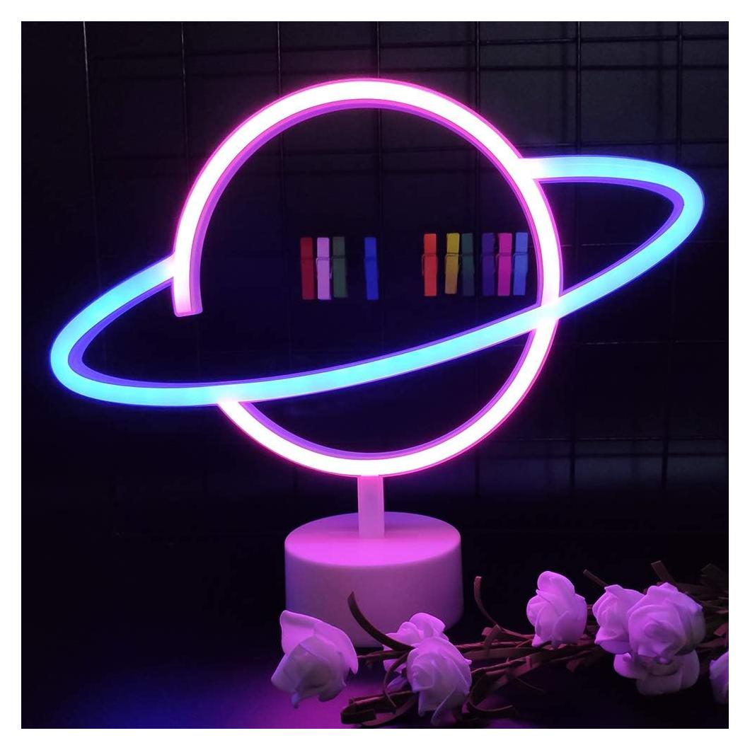 Luz Nocturna LED ENUOLI Planeta Azul y Rosa para Decoración