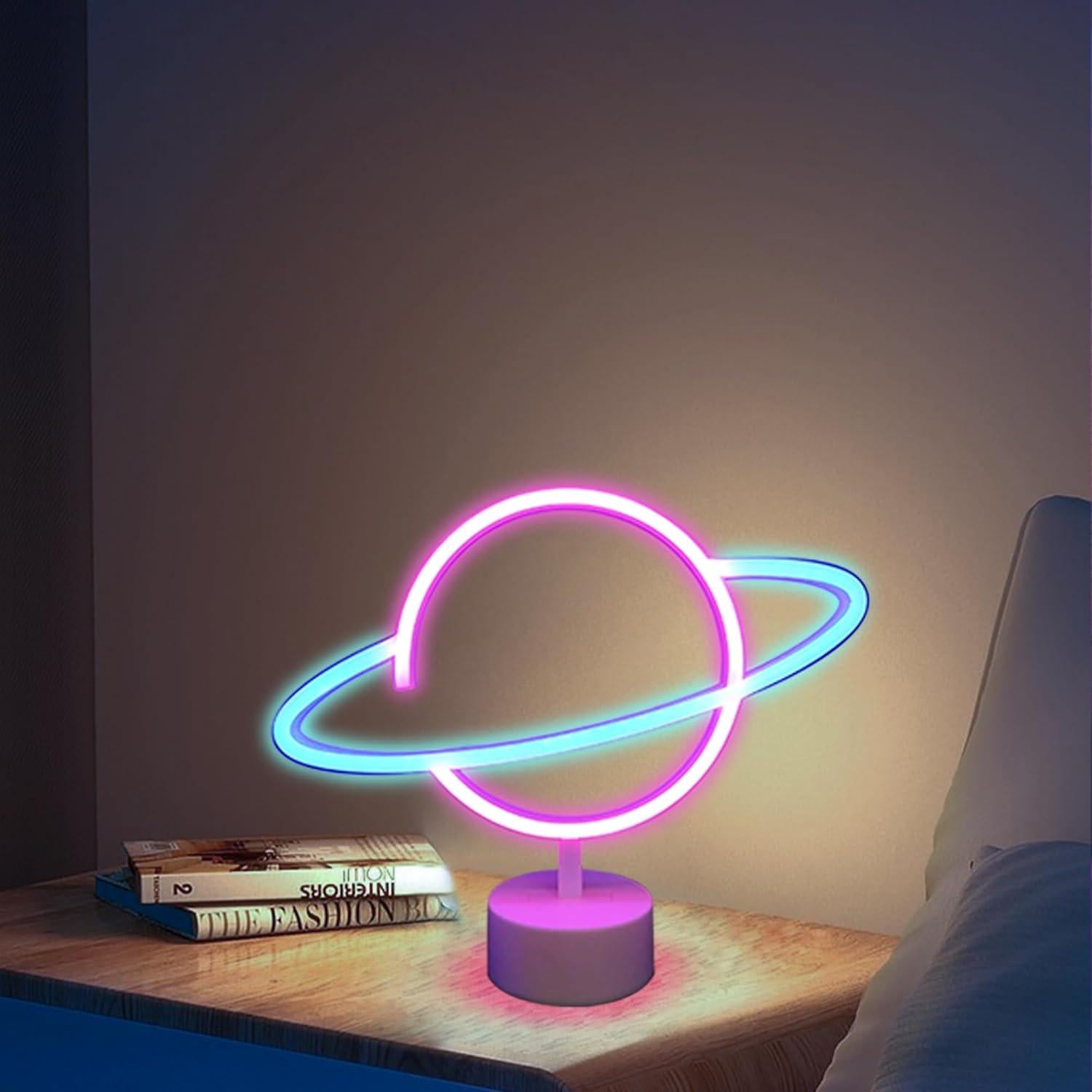Luz Nocturna LED ENUOLI Planeta Azul y Rosa para Decoración