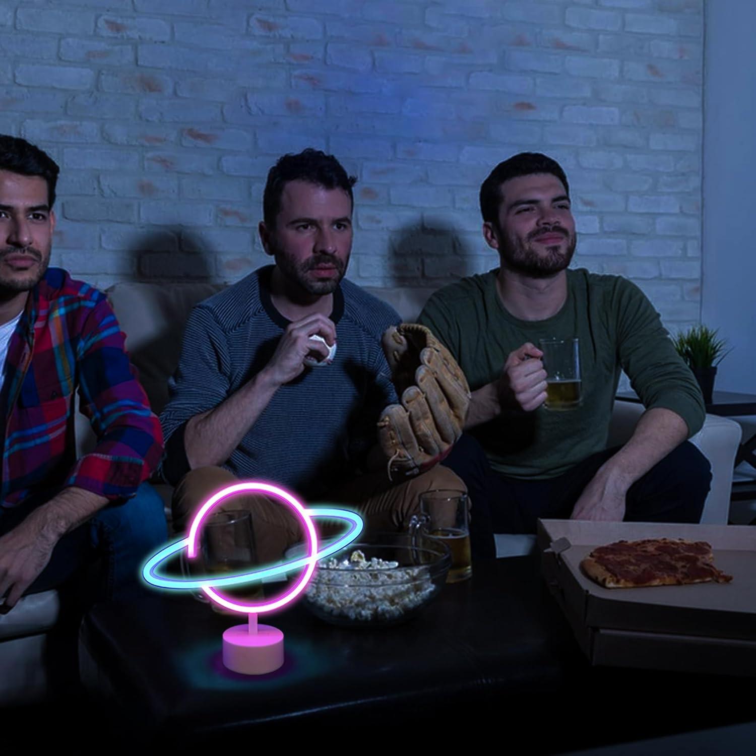 Luz Nocturna LED ENUOLI Planeta Azul y Rosa para Decoración