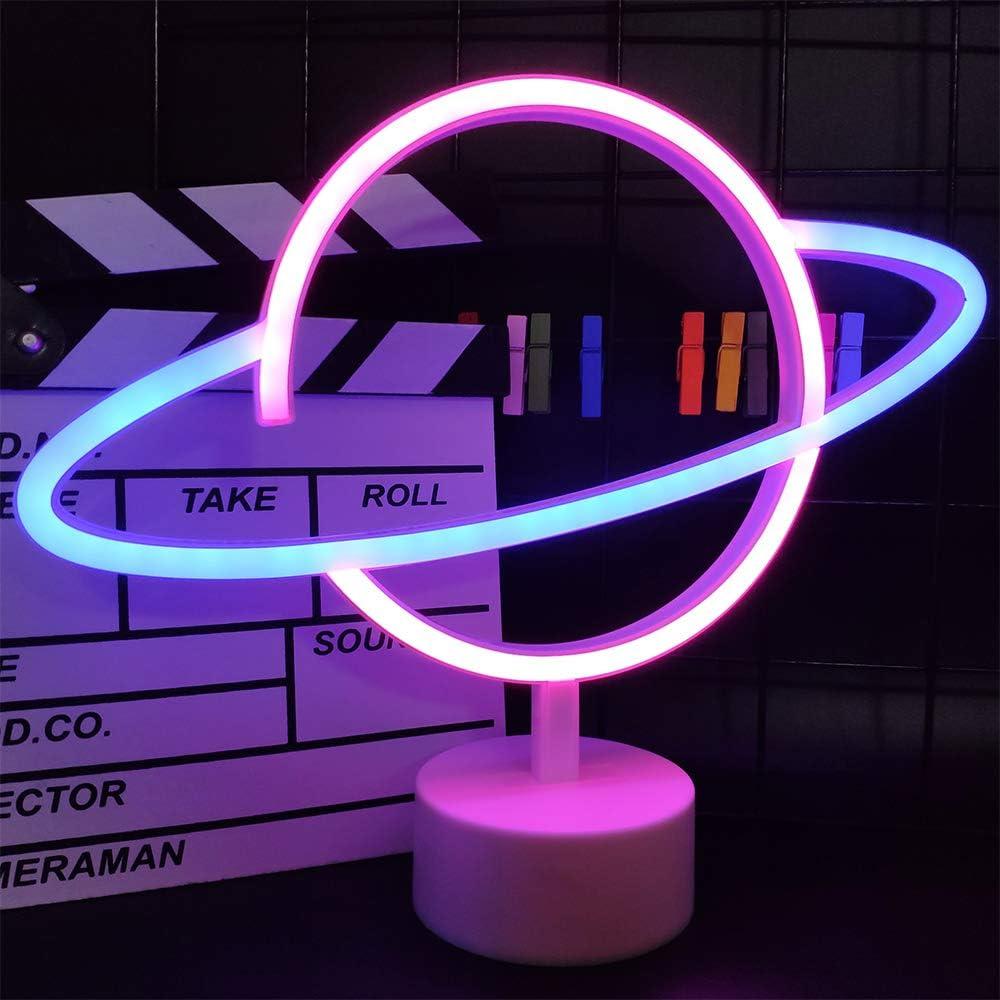 Luz Nocturna LED ENUOLI Planeta Azul y Rosa para Decoración