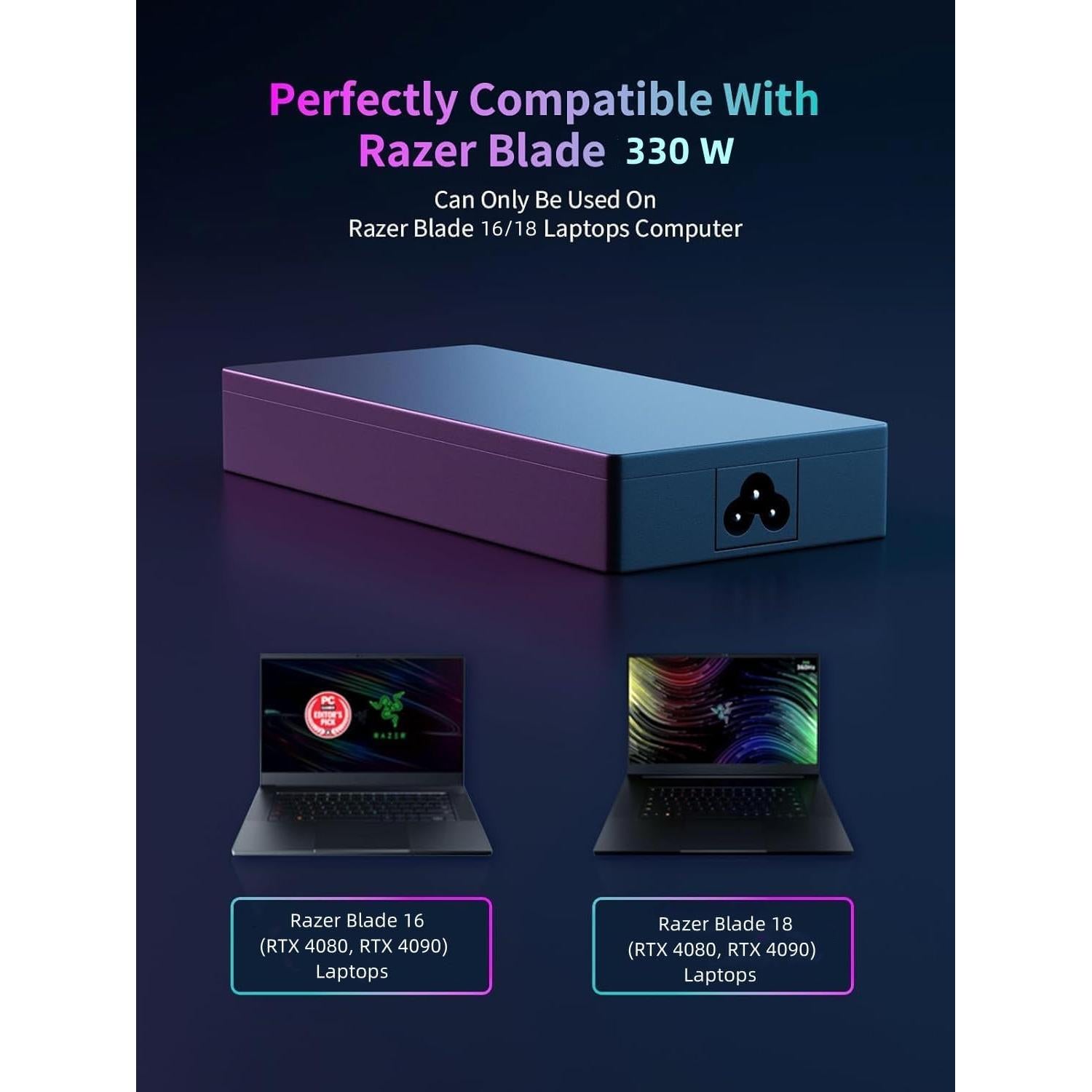 Adaptador de corriente Jeunesse 330W para Razer Blade 16 y 18