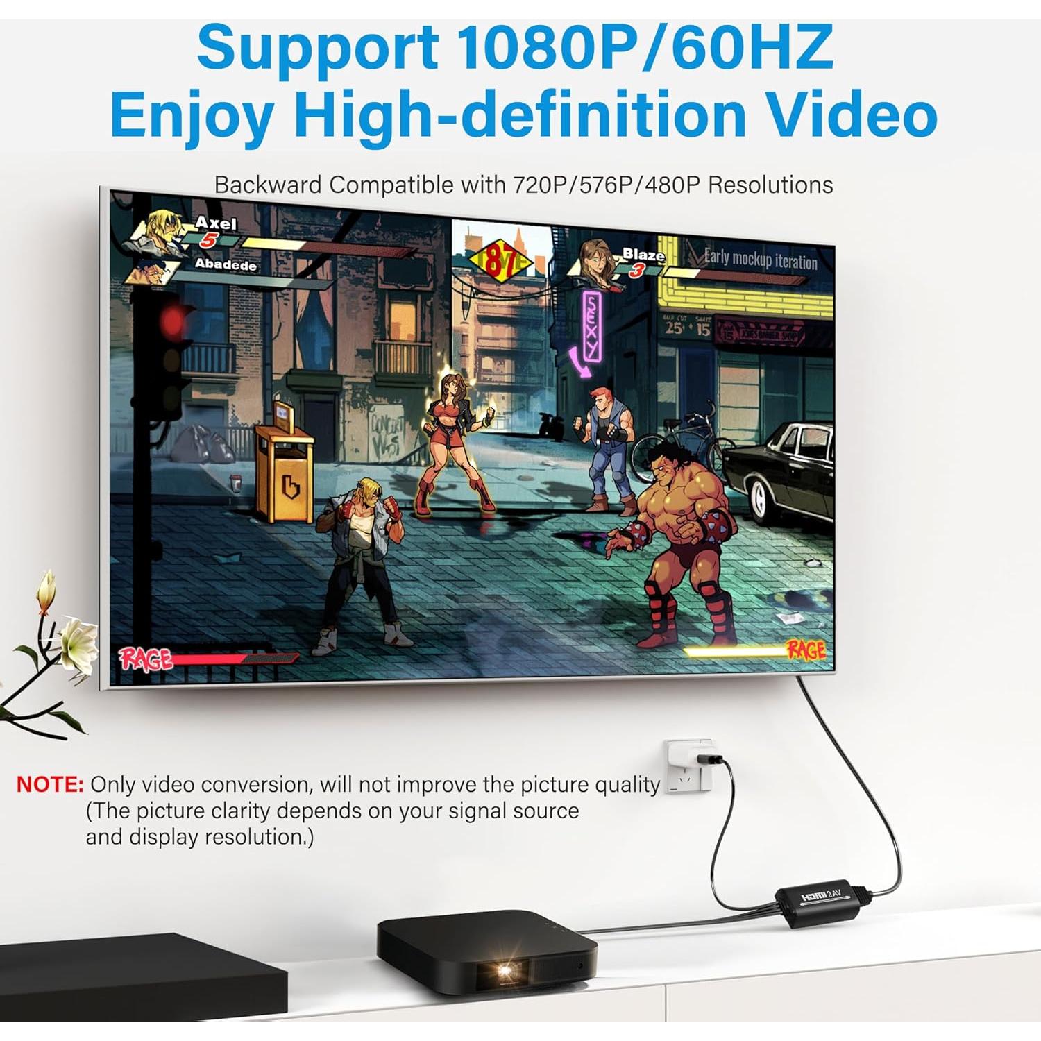 Convertidor HDMI a RCA Adoreen 1080P 1.83m Plug-and-Play