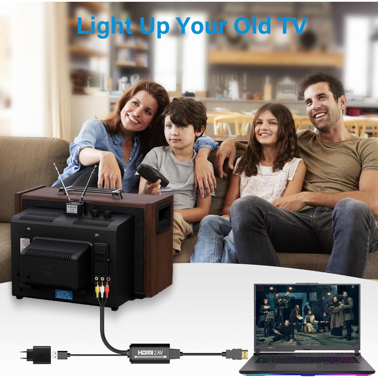 Convertidor HDMI a RCA Adoreen 1080P 1.83m Plug-and-Play