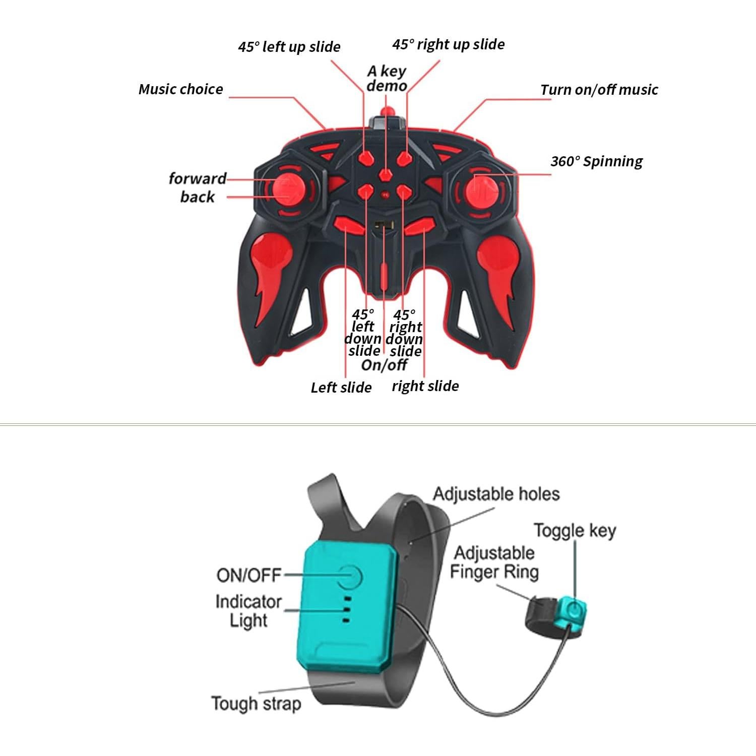 Coche Acrobático RC SYOZAC 4WD Detección de Gestos Azul