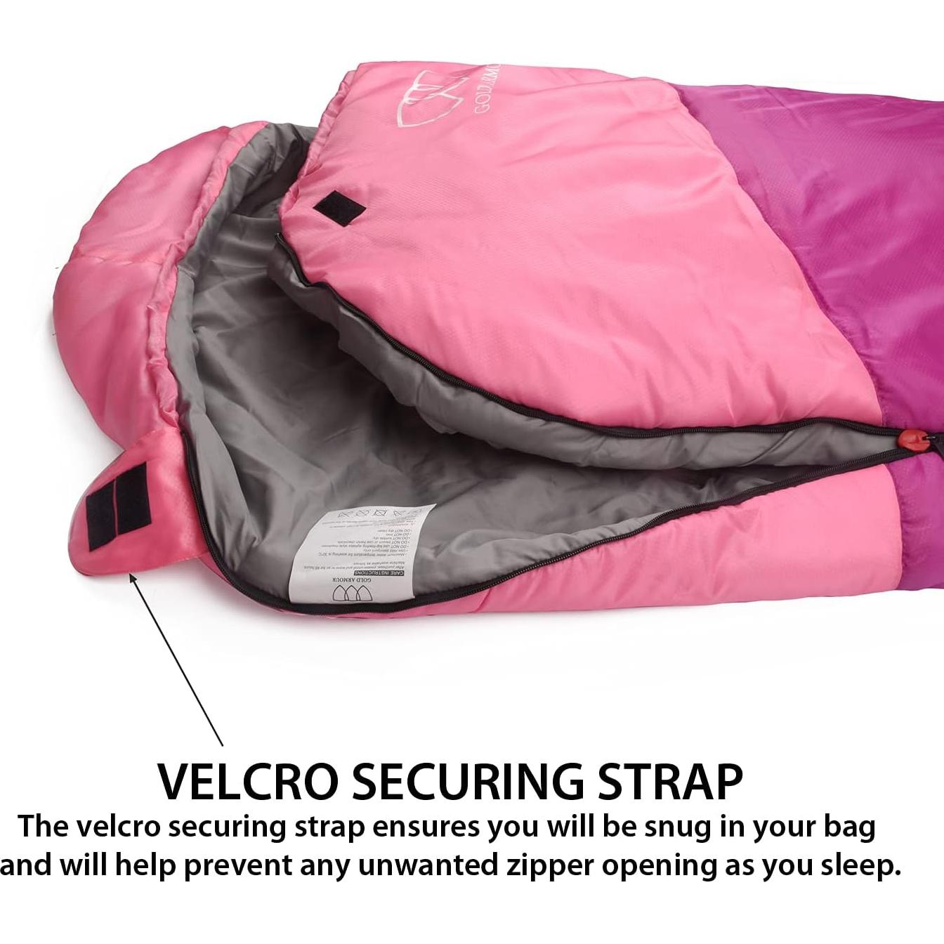 Saco de Dormir Momia Gold Armour Rosa 220x84 cm para Camping