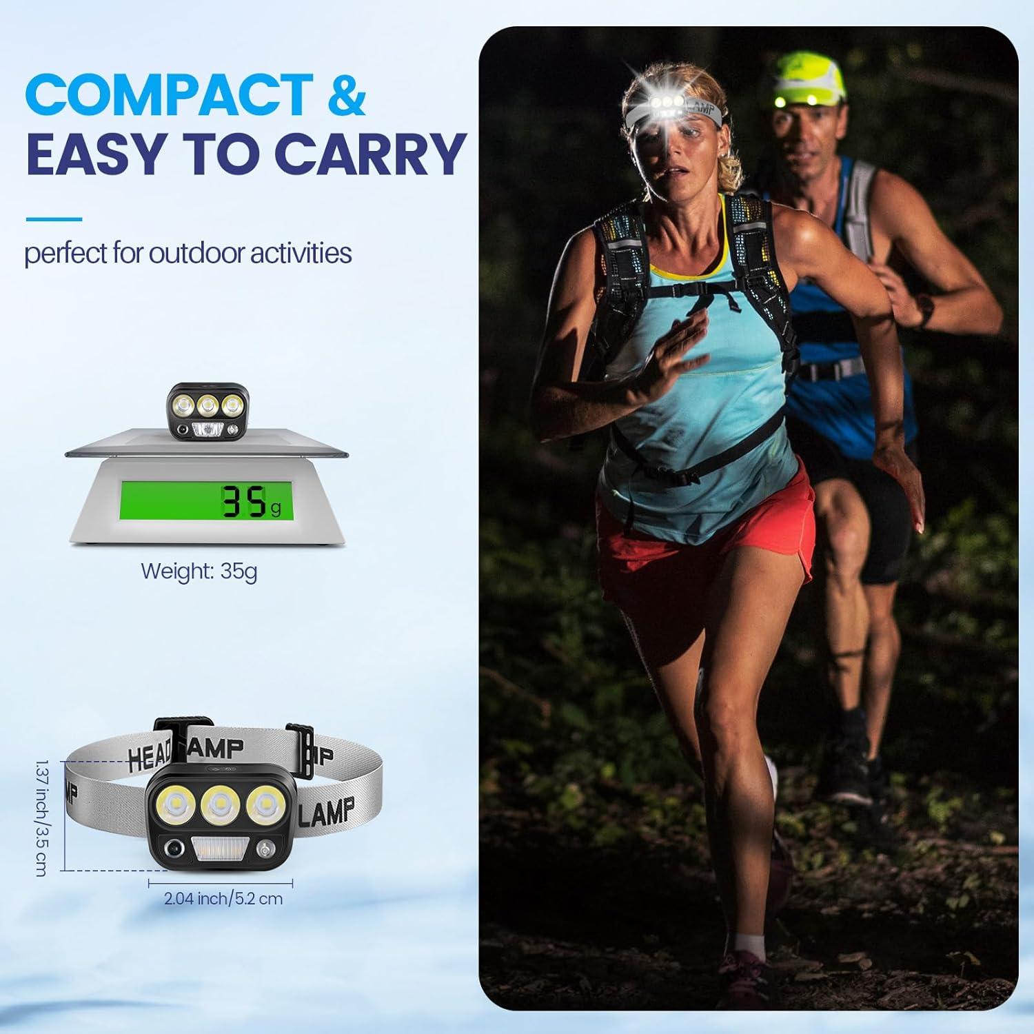 Linterna Frontal LED Daisiki Recargable Impermeable 500 Lúmenes