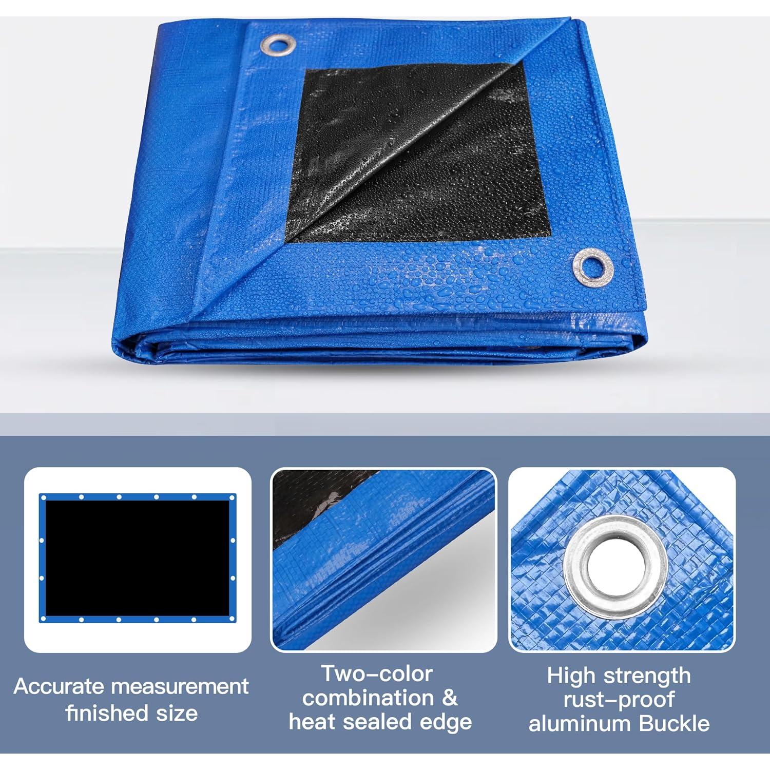 Lona Impermeable MVPNET 6x6 Azul y Negro Resistente UV