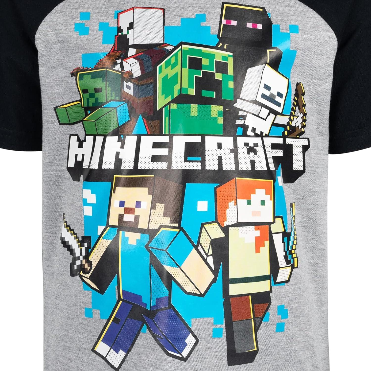 Conjunto camiseta y pantalones cortos Minecraft para niños