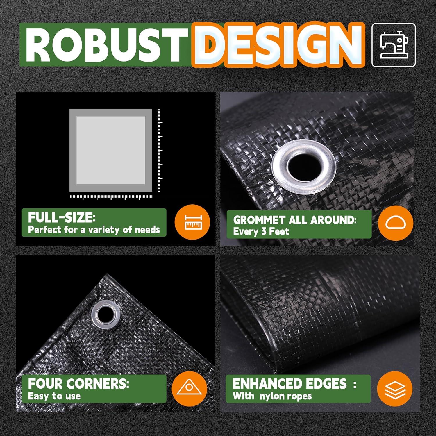 Lona Impermeable Negra RAINDEWAY 3x3m (2 Pcs) Resistente UV