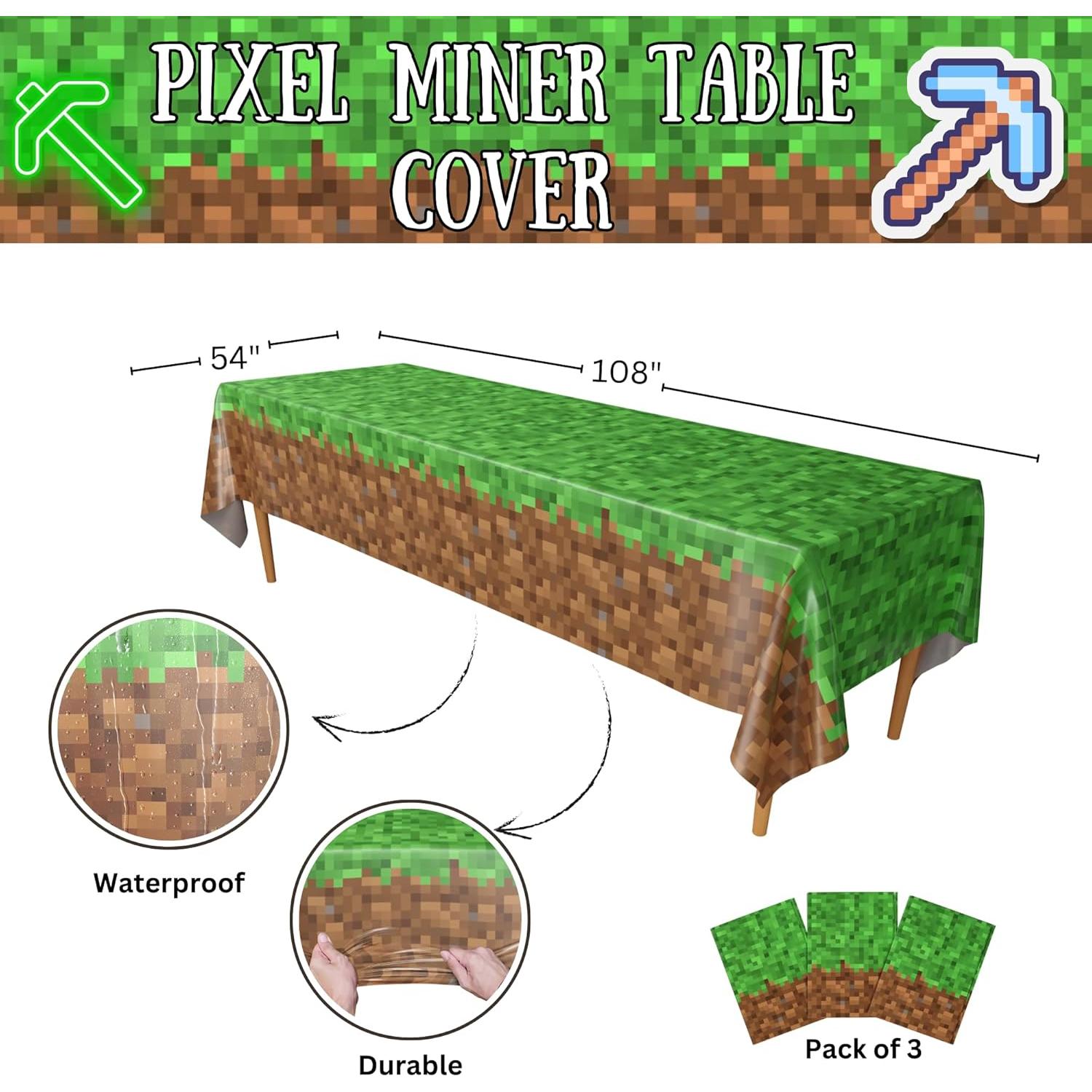 Cubierta de Mesa Pixel Miner Blue Orchards 3 Pzas 137x274 cm