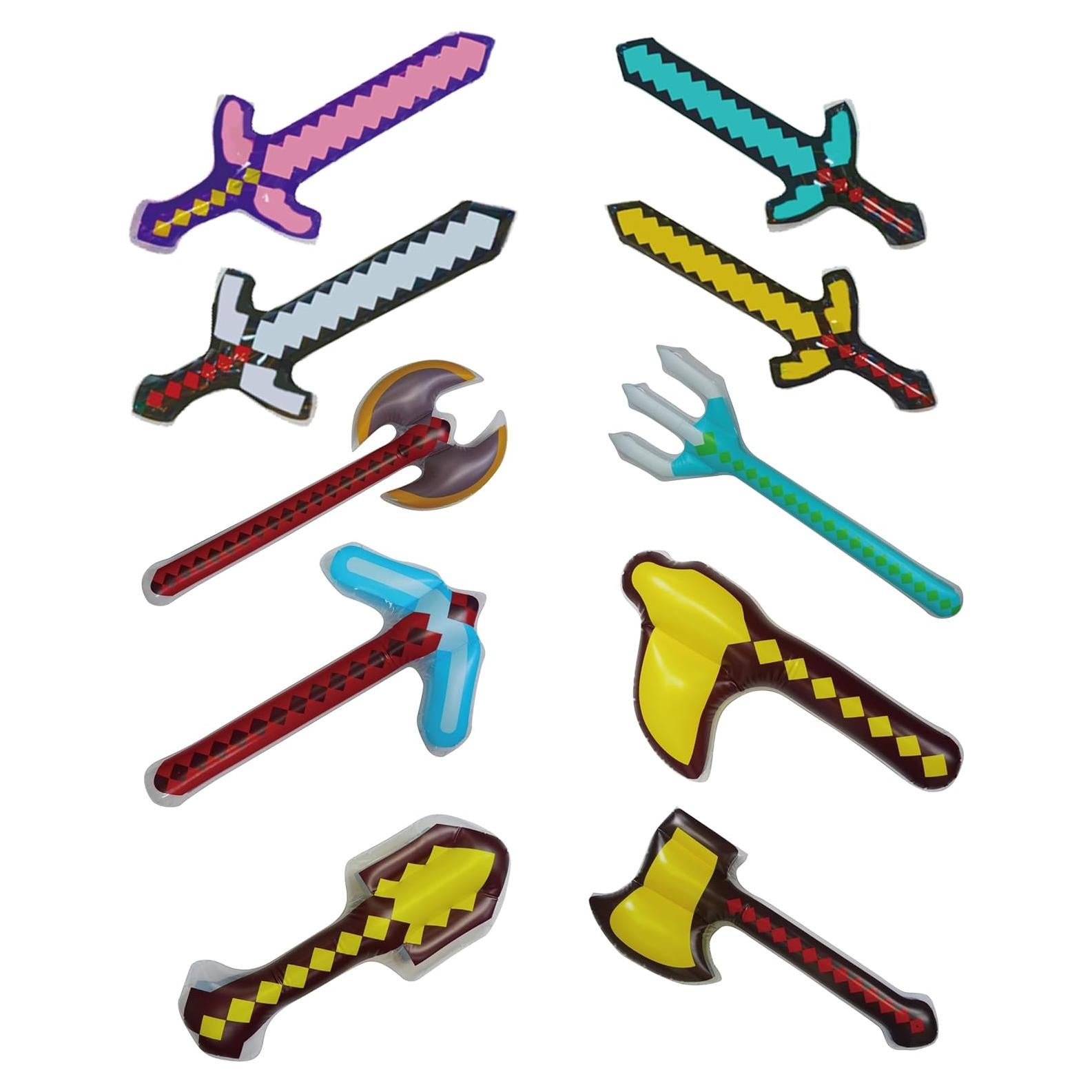 Juguetes Inflables para Niños Mkork - Espada, Hacha, Martillo, Tridente - Paquete de 10