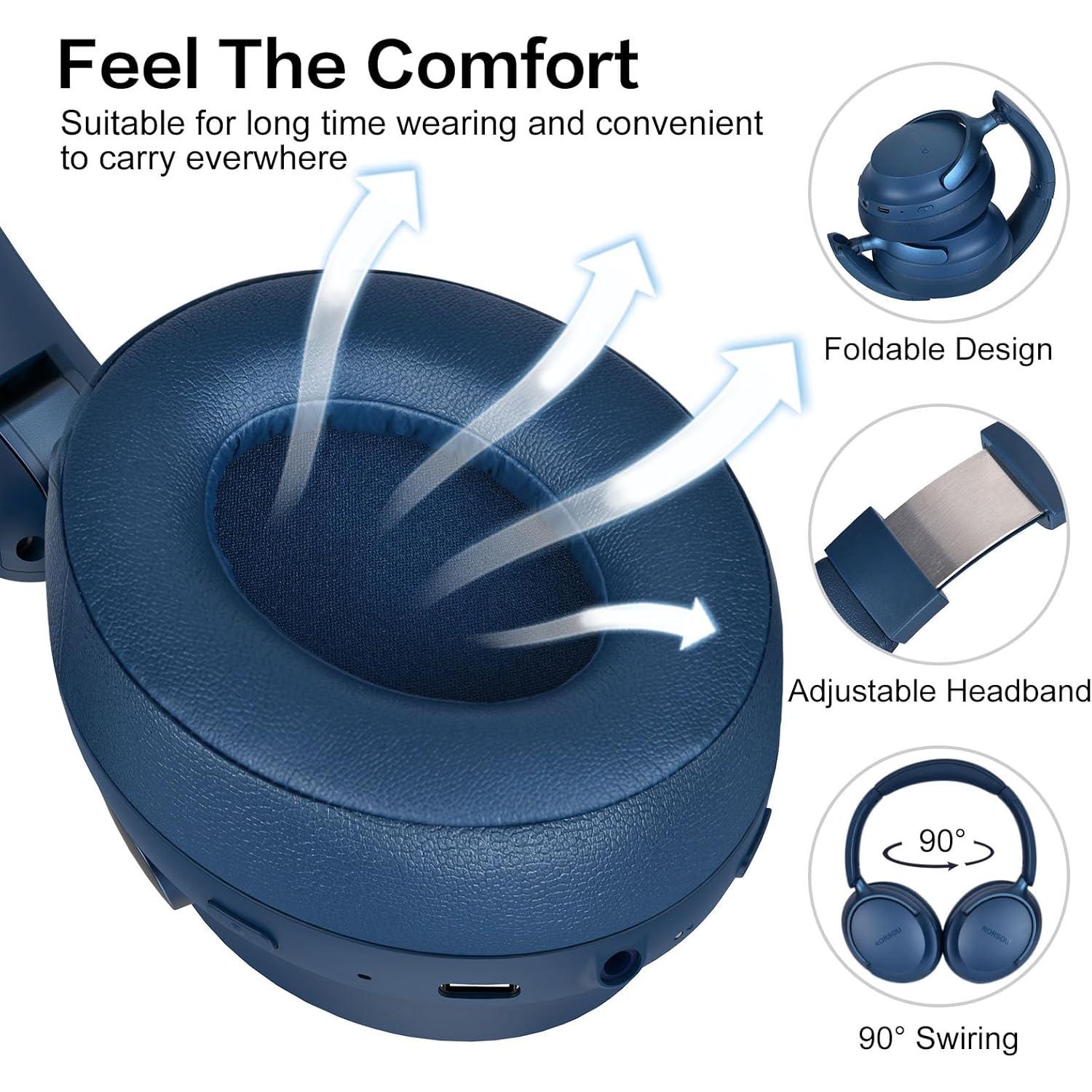 Auriculares Bluetooth RORSOU B8 HiFi Plegables 50h Azul