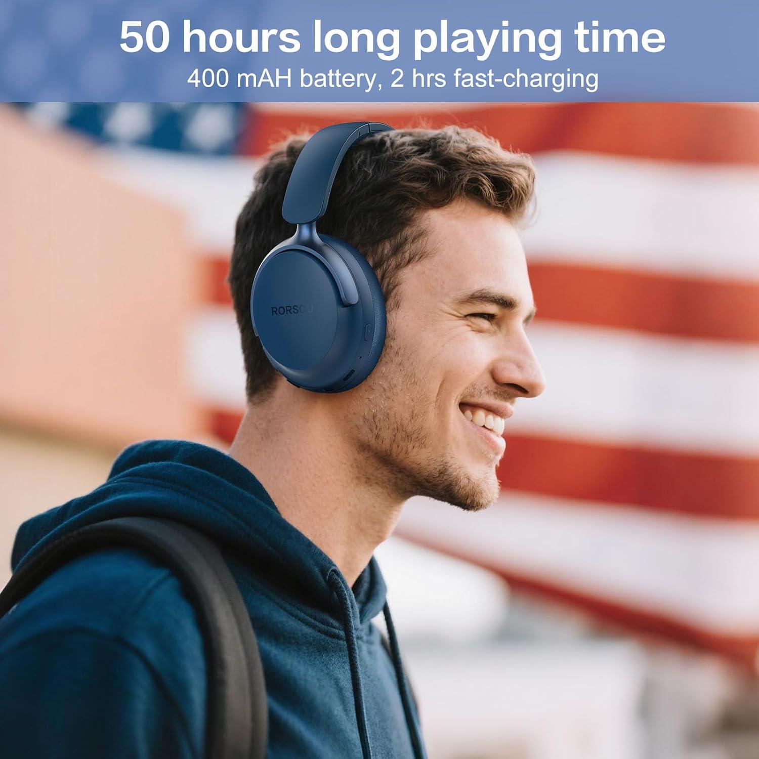 Auriculares Bluetooth RORSOU B8 HiFi Plegables 50h Azul