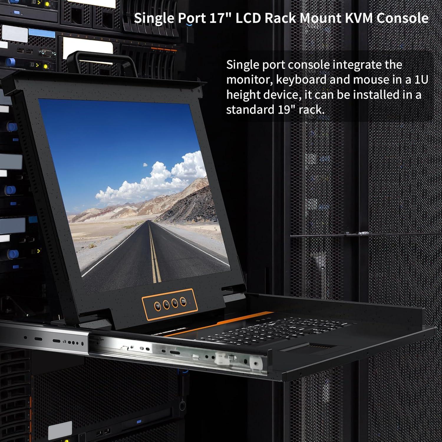 Consola KVM Rack 1U Kinan 17" VGA LCD 1280x1024